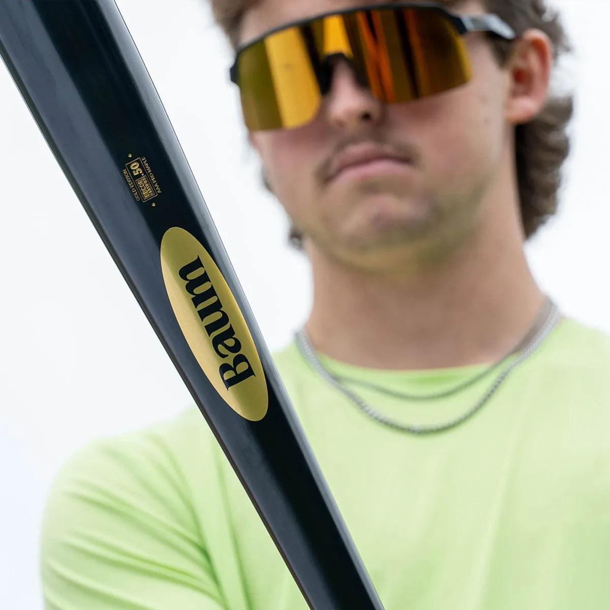 Baum Bat Maple Standard Gold Stock 3 Black Wood Baseball Bat - Professional Grade for Baseball Players & Coaches - Perfect for Training, Games & Collectibles