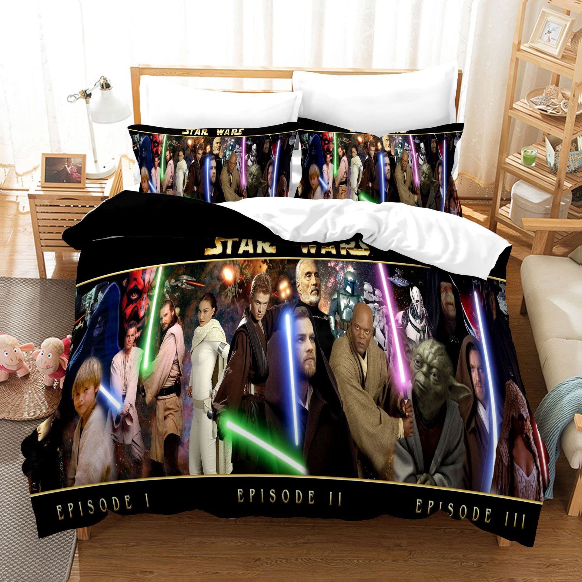**Star Wars Baby Yoda Twin/Full Size Comforter Set - Super Soft Microfiber 3-Piece Bedding (79