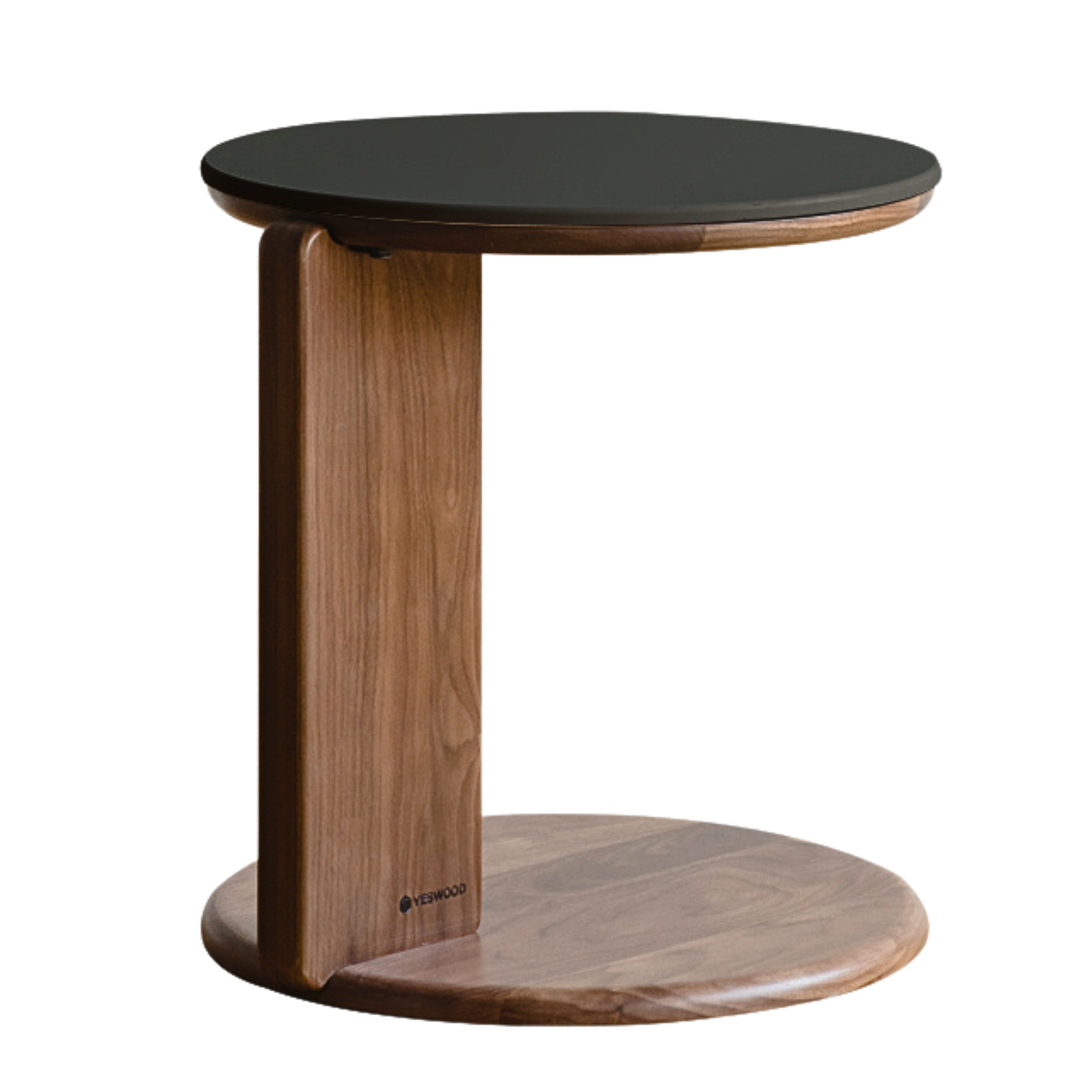 Solid Black Walnut Wood Round Slate Coffee Table - Rustic Modern Living Room Furniture for Home Decor & Tea Time Relaxation