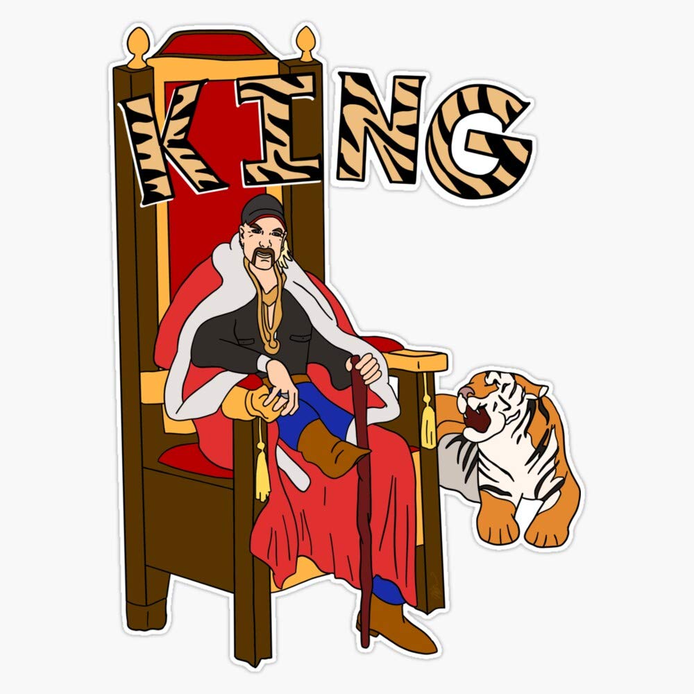 Leyland Designs Exotic Tiger King Vinyl Sticker - Durable Outdoor Rated Decal for Windows, Bumpers, Laptops, Crafts, and DIY Projects - Perfect for Cars, Walls, and Personal Accessories