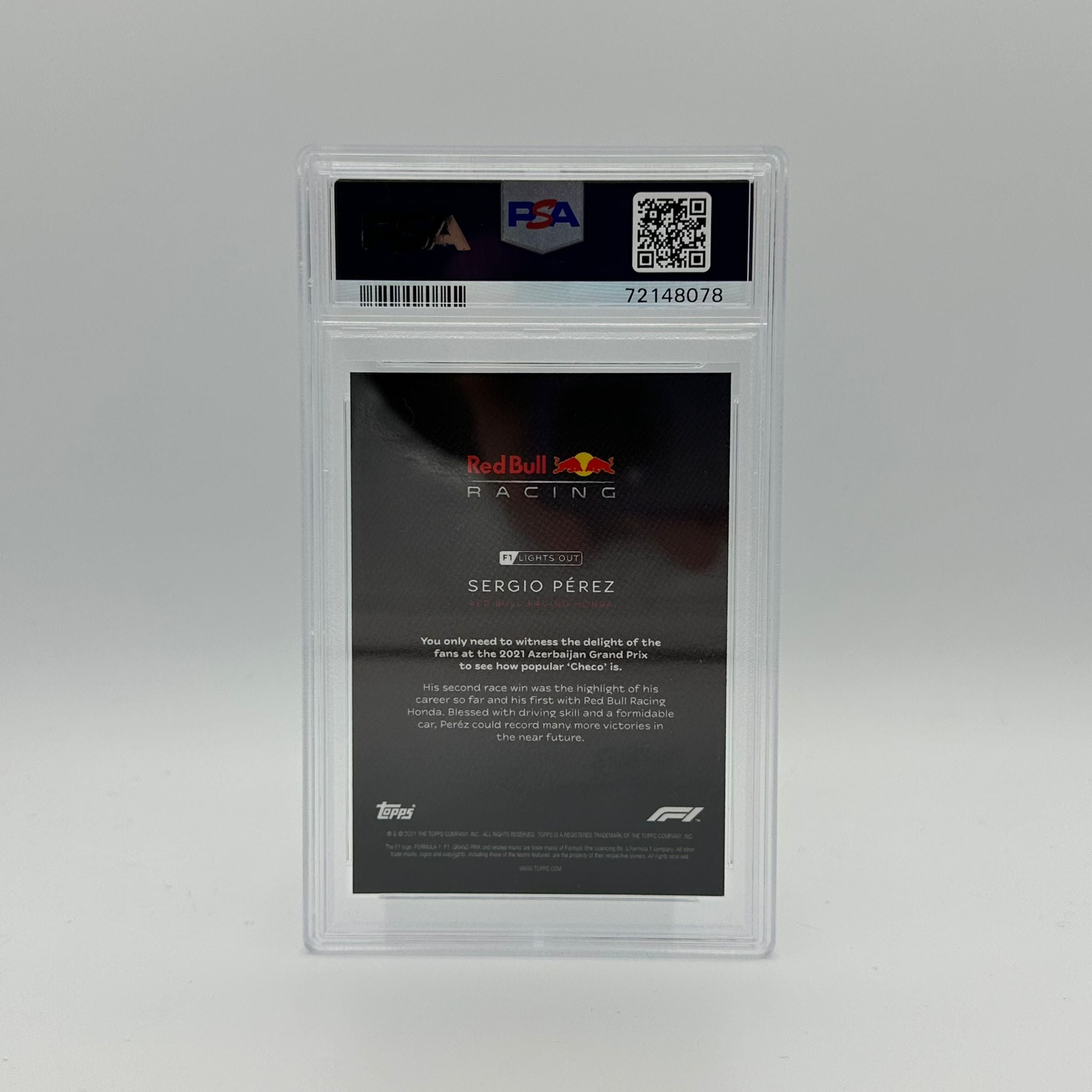 PSA 9 Graded 12/50 Sergio Perez Aqua Parallel Racing Card - Perfect for Collectors, Fans & Sports Memorabilia Displays