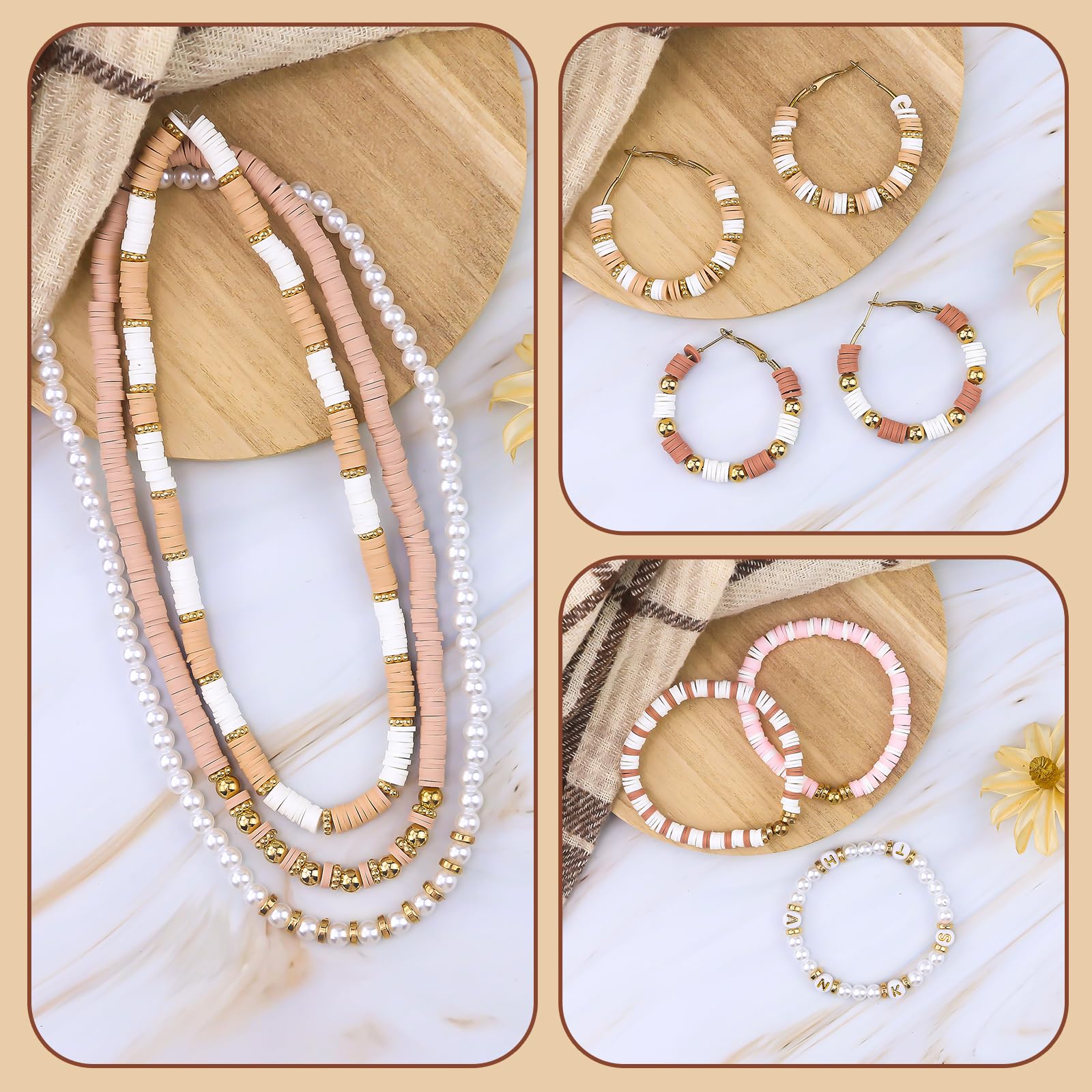 LUDUKOO 2370Pcs Polymer Clay Beads Bracelet Making Kit - DIY Friendship Bracelet Kit with Gold, Letter & Pearl Beads for Girls & Adults | Perfect for Jewelry Making, Gifts & Craft Projects