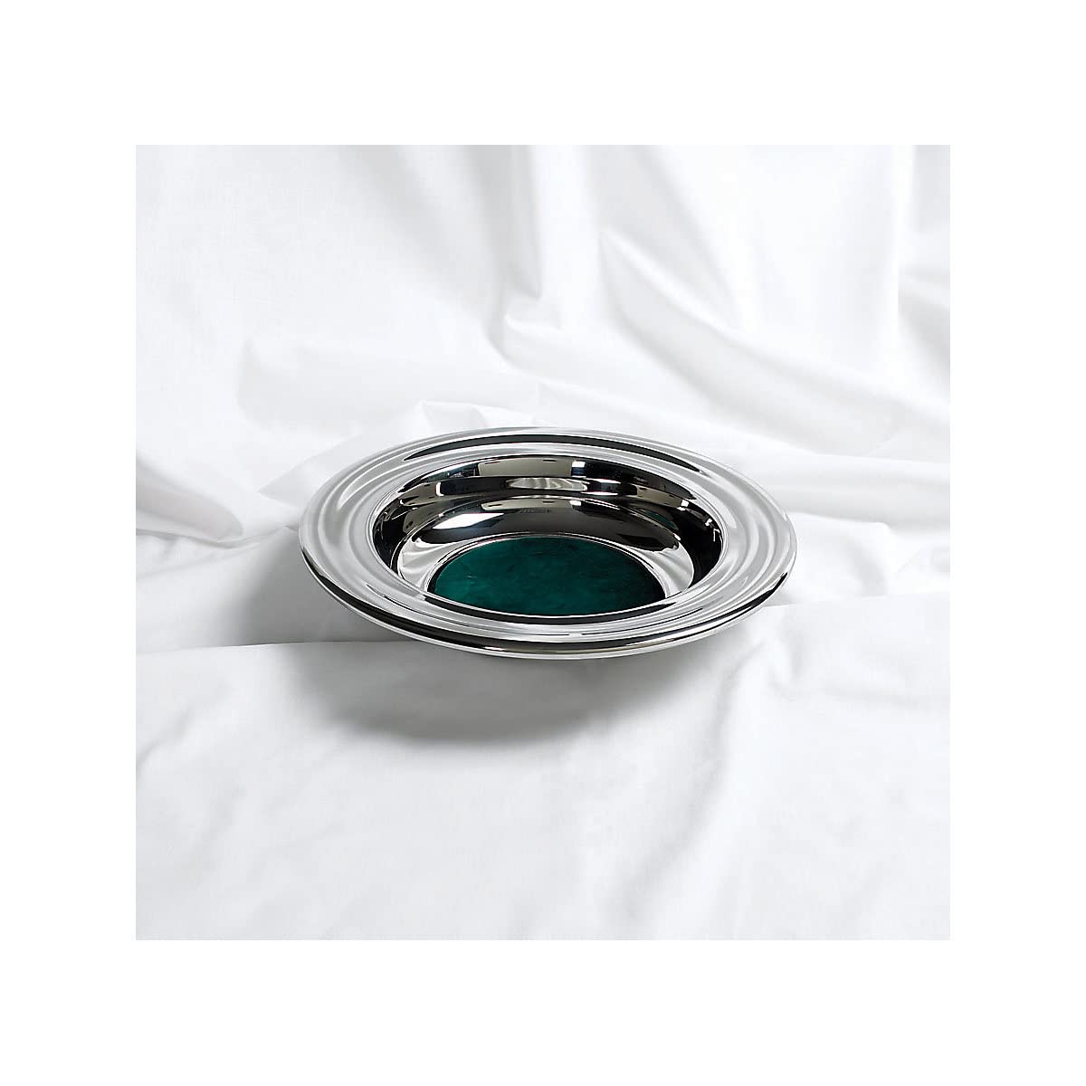 Broadman Church Supplies Silver Offering Plate with Green Felt - Communion Collection Plate for Church Services, Worship Gatherings & Religious Ceremonies