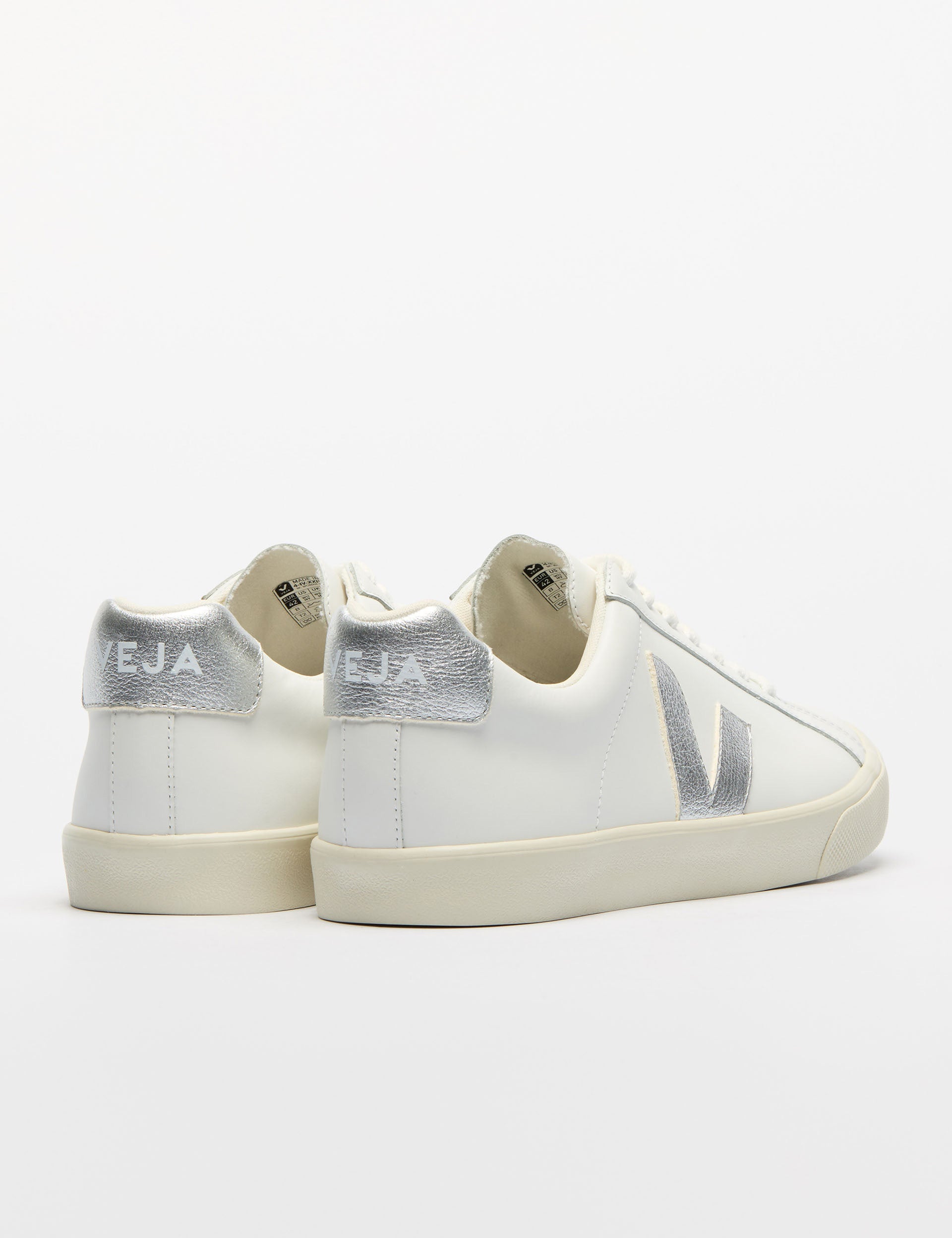 Esplar Genuine Leather Sneakers - White & Silver Colorway | Stylish & Comfortable for Casual Wear, Work & Everyday Outfits