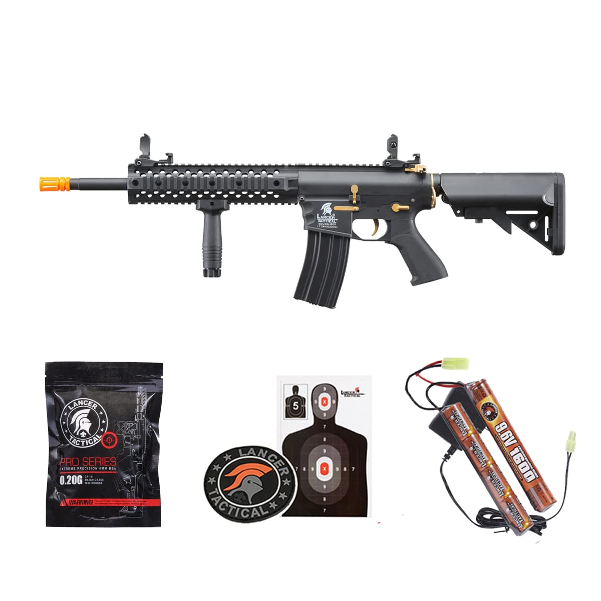 Lancer Tactical Gen 2 Evo Durable Polymer M4 Airsoft AEG Rifle with Grip, Battery, Charger & 1000 BBs - Perfect for Tactical Training, Outdoor Games, and Airsoft Battles