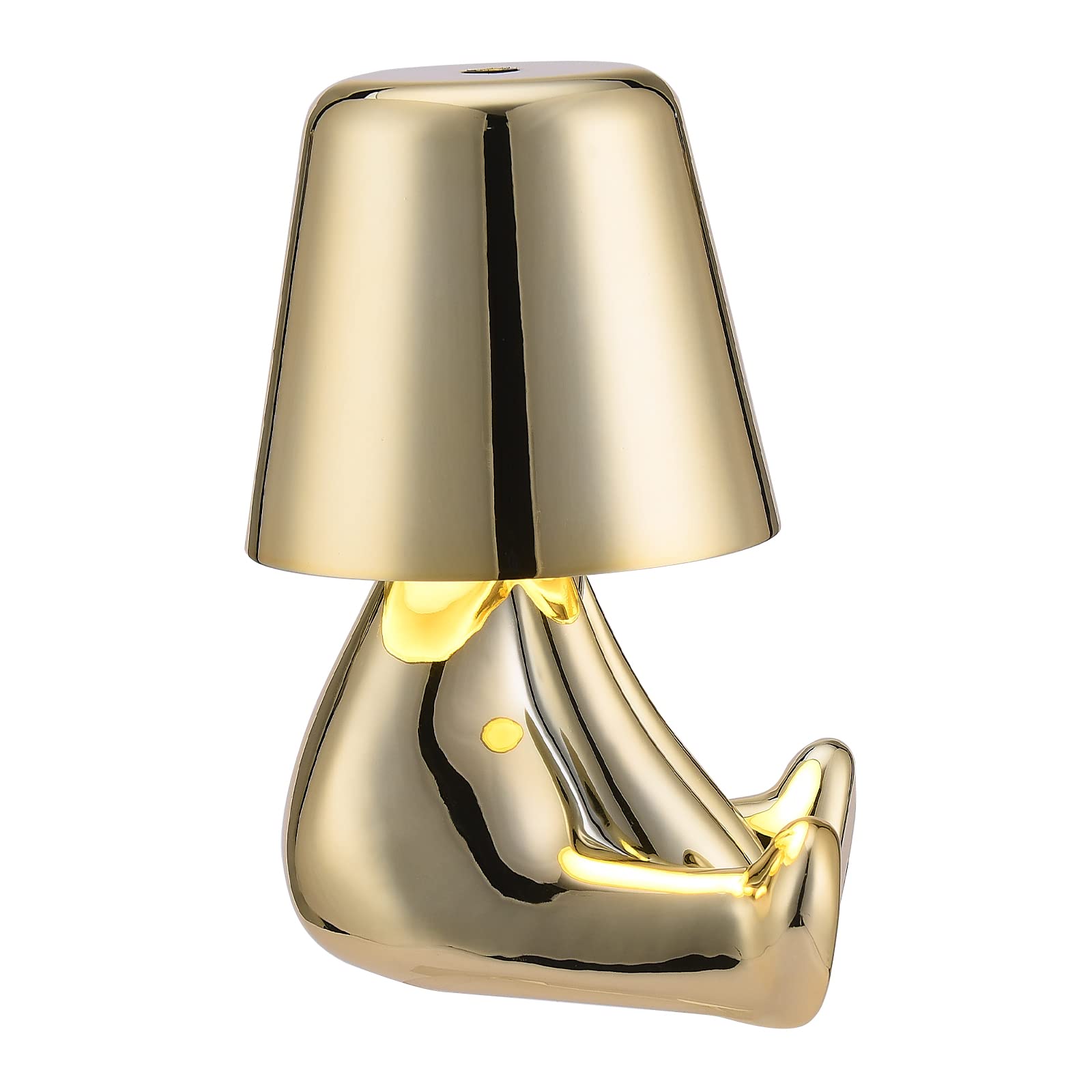 Gold Thinker Statue LED Table Lamp - 3-Way Dimmable USB Touch Control Desk Light for Bedroom, Office & Nightstand | Modern Decorative Lighting with Warm White Light for Reading, Working & Relaxation