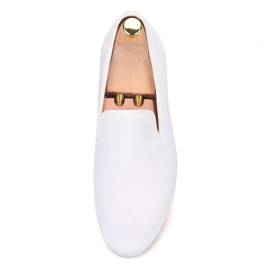 FERUCCI Women's Plain White Velvet Loafers - Comfortable Slip-On Slippers for Wedding, Prom & Casual Wear - Soft Velvet Flat Shoes for Indoor/Outdoor Use