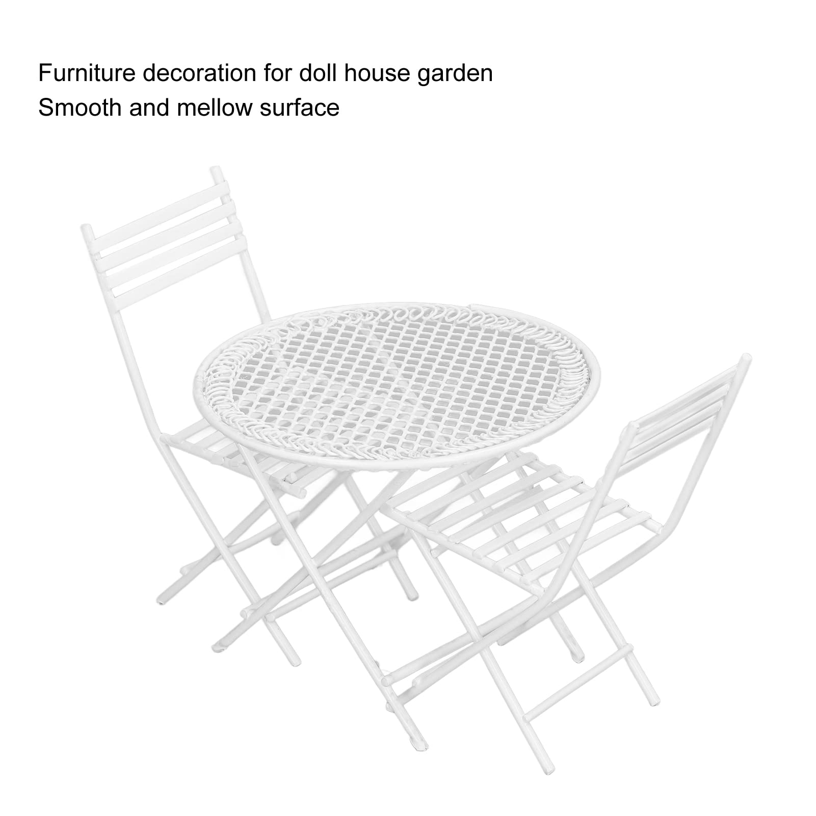 1:12 Scale White Dollhouse Garden Table & Chair Set - Miniature Patio Bistro Furniture for Dollhouse Decoration | Perfect for DIY Dollhouse Scenes, Fairy Gardens & Miniature Displays