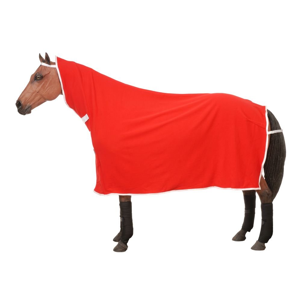 Tough 1 Softfleece Contour Cooler - Large Size, Red Color - Breathable Horse Cooling Blanket for Training & Show | Perfect for Hot Weather & Post-Workout Recovery