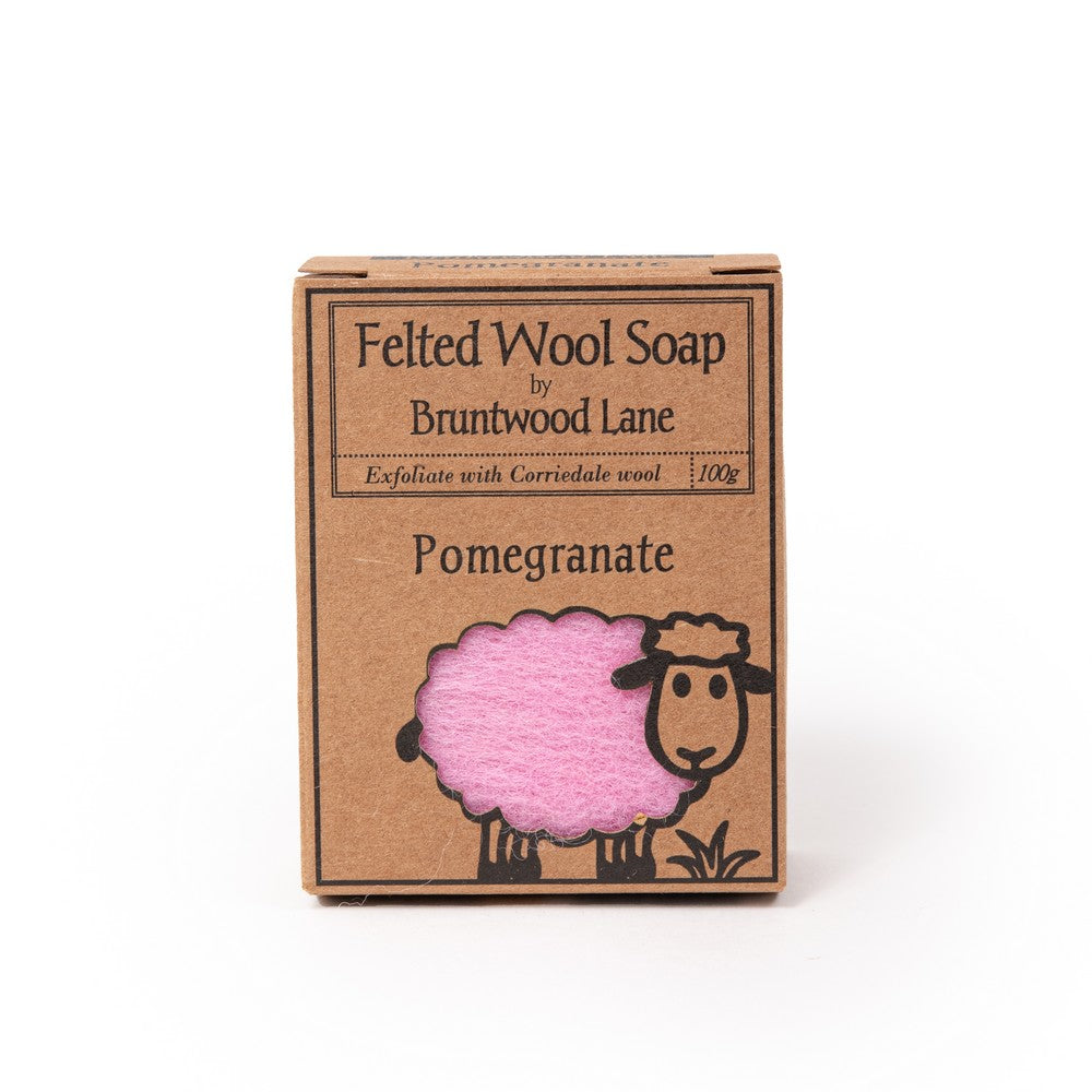 Organic Felted Wool Soap with Pomegranate Extract - Natural Exfoliating & Moisturizing Bar Soap for Sensitive Skin - Perfect for Eco-Friendly Bath, Shower & Gift Giving