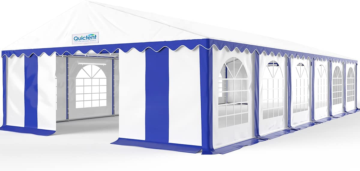 20' x 40' Heavy Duty Party Tent - Waterproof Outdoor Canopy with Sidewalls, Stripe Blue & White for Weddings, Picnics, and Backyard Events