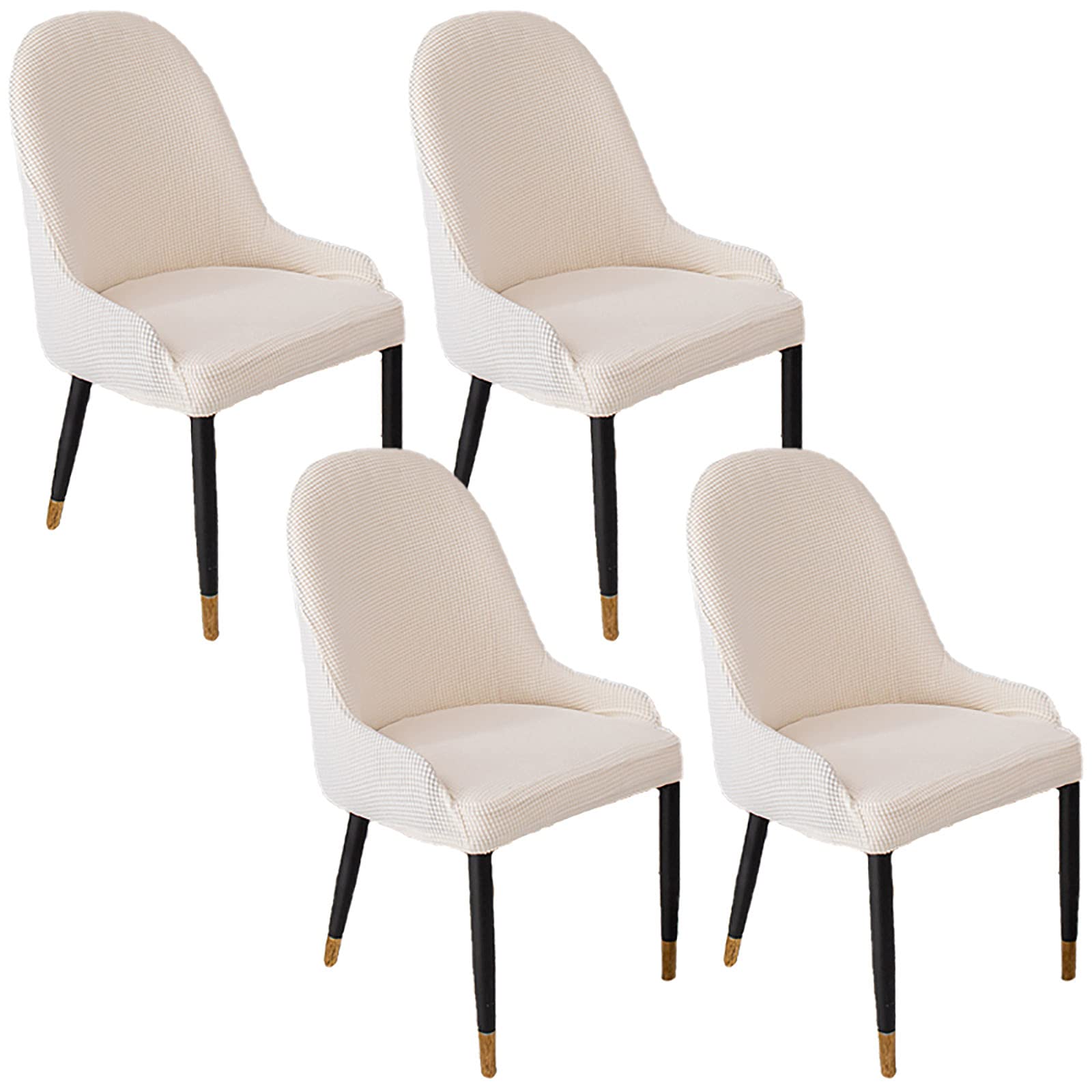4-Piece Stretch Jacquard Dining Chair Covers - Super Fit Elastic Slipcovers for Dining Room & Living Room (Creamy White) - Perfect for Home Decor, Parties & Daily Use
