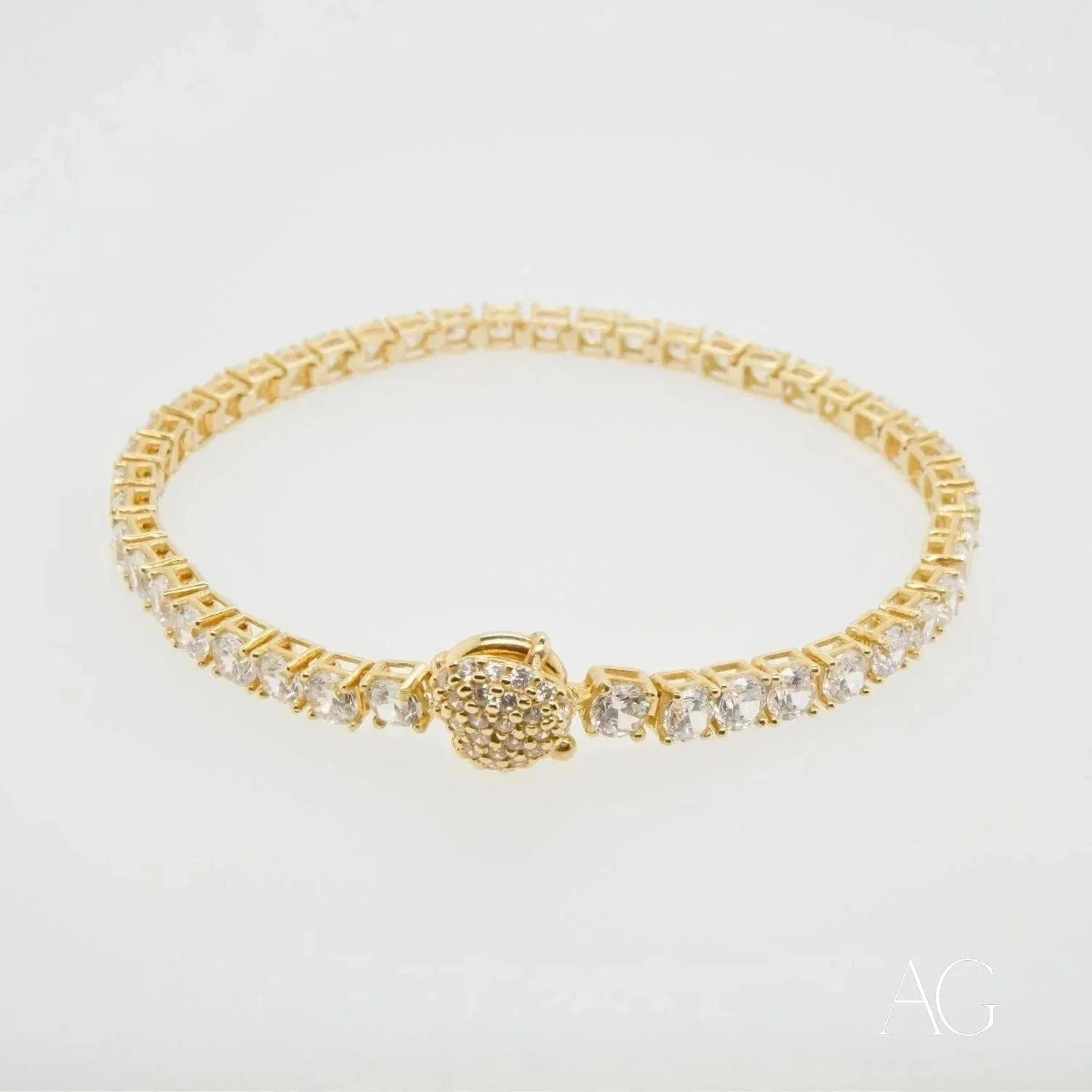 Stunning 14K Gold Plated Zirconia Tennis Bracelet for Women | Elegant Cubic Zirconia Tennis Chain Bracelet | Perfect for Weddings, Parties & Special Occasions