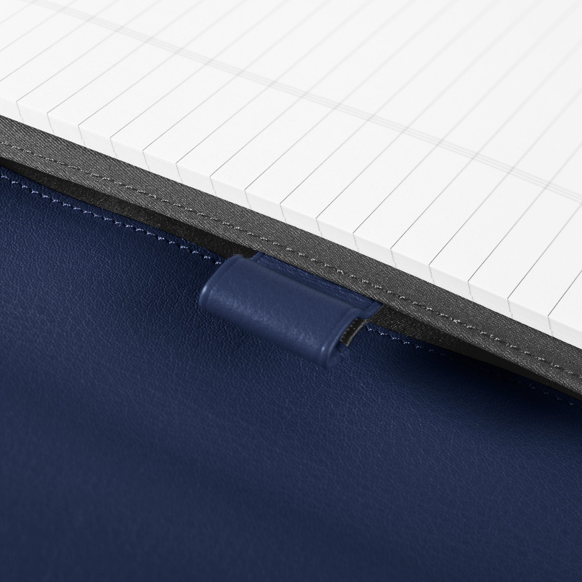 Premium Left-Handed Executive Zippered Portfolio - Navy Blue Leather Business Organizer for Professionals, Meetings & Office Use