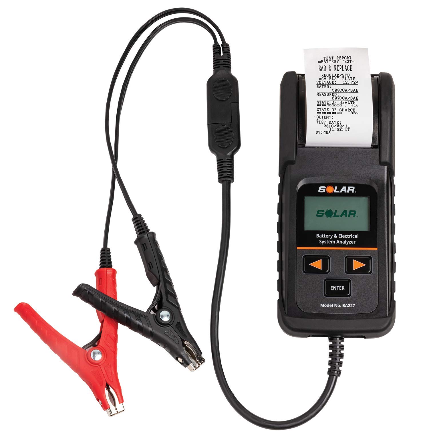 Clore Automotive BA227 12V Battery Tester with Built-in Printer - Digital Battery Analyzer for Cars, Trucks & RVs - Print Test Reports for Vehicle Maintenance & Diagnostics
