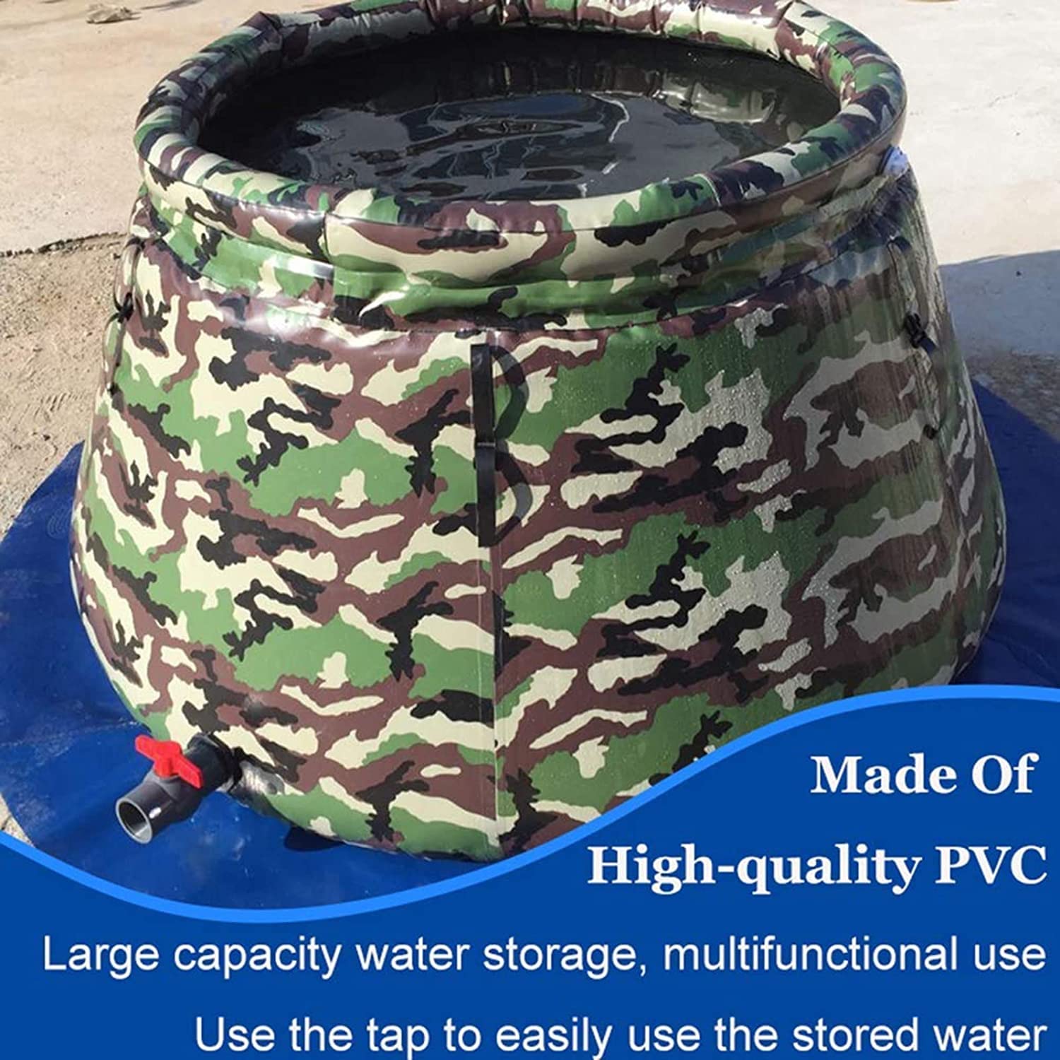 500L Collapsible Rain Barrel with Spigot - Portable Water Storage Tank for Garden, Outdoor & Emergency Use - Eco-Friendly Water Collector Container for Rainwater Harvesting & Irrigation