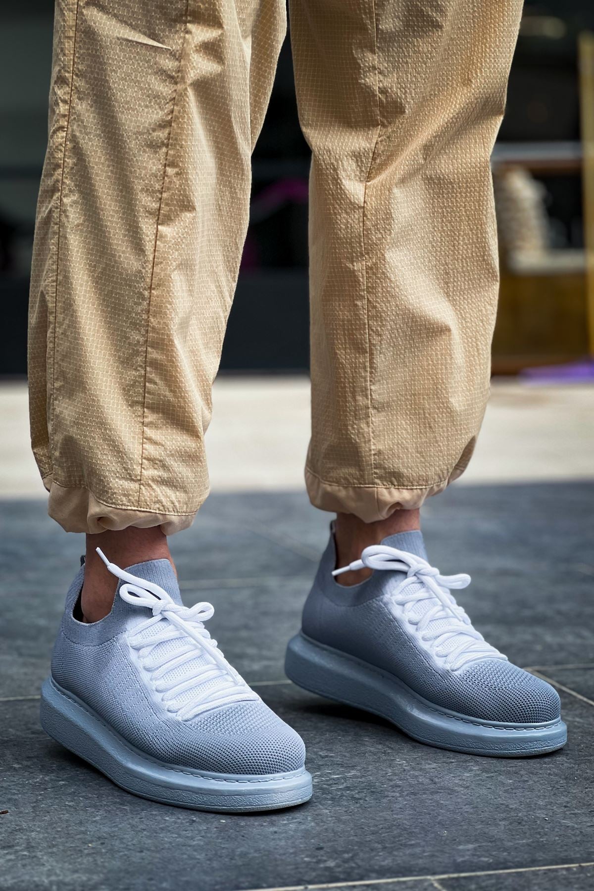 CH307 Colorful Tricot Men's Sneakers Gray - Stylish & Comfortable for Casual Wear, Running, and Gym Workouts