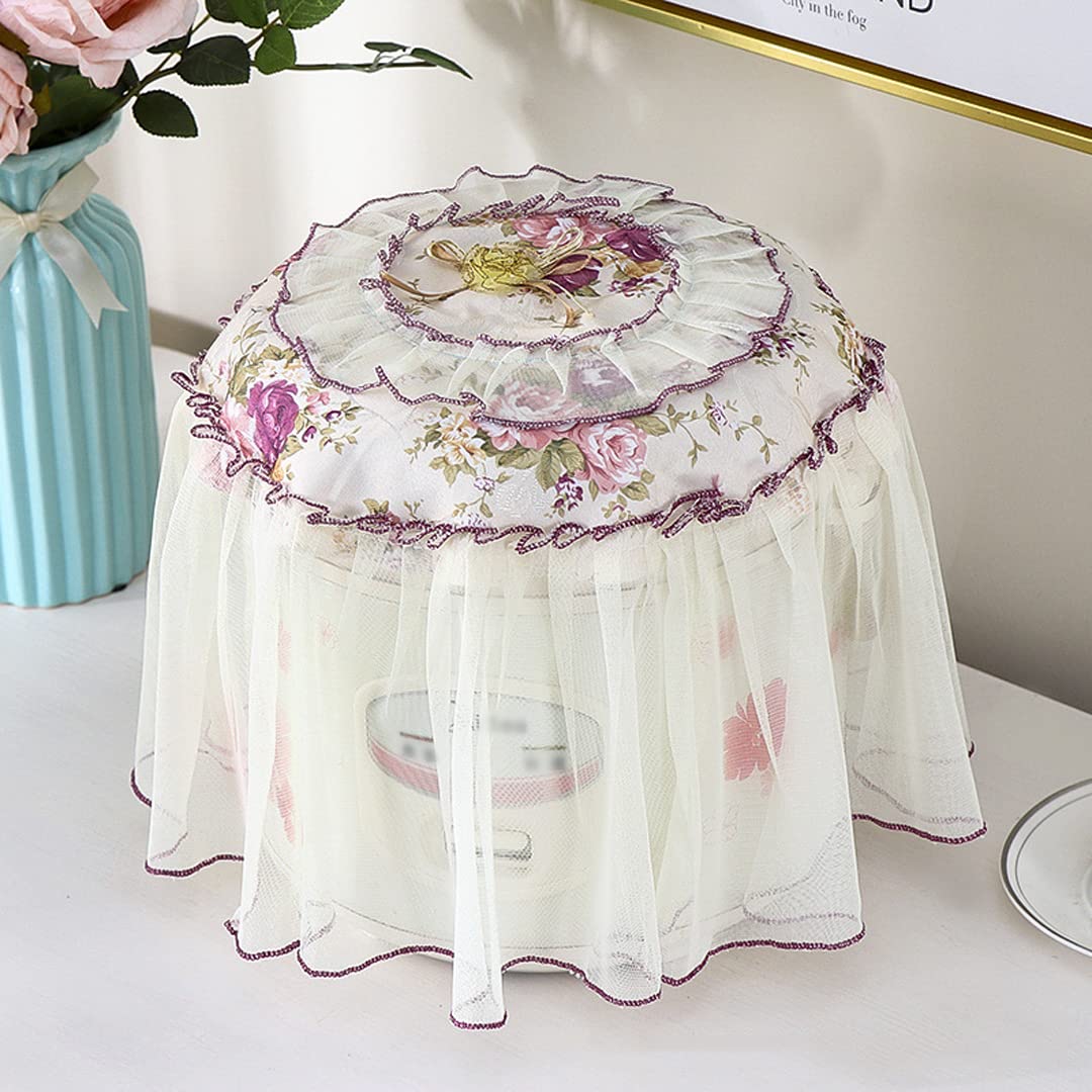 2 Pack Printed Lace Pressure Cooker Covers - Decorative Round Cotton Rice Cooker Dust Protector (Pink) - Perfect for Kitchen, Home Decor & Appliance Protection