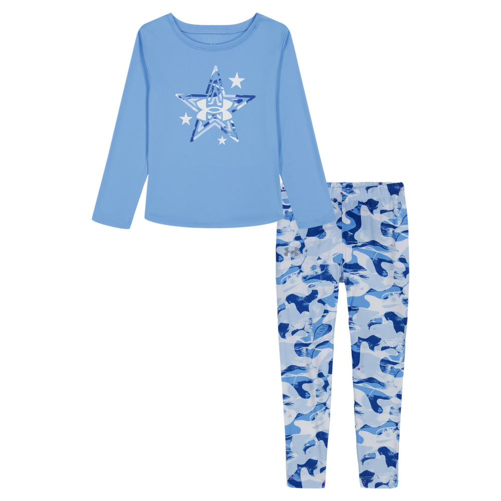 Under Armour Girls' Toddler Star Long Sleeve Shirt & Legging Set - Soft Athletic Outfit for Play, Daycare & Sports Activities