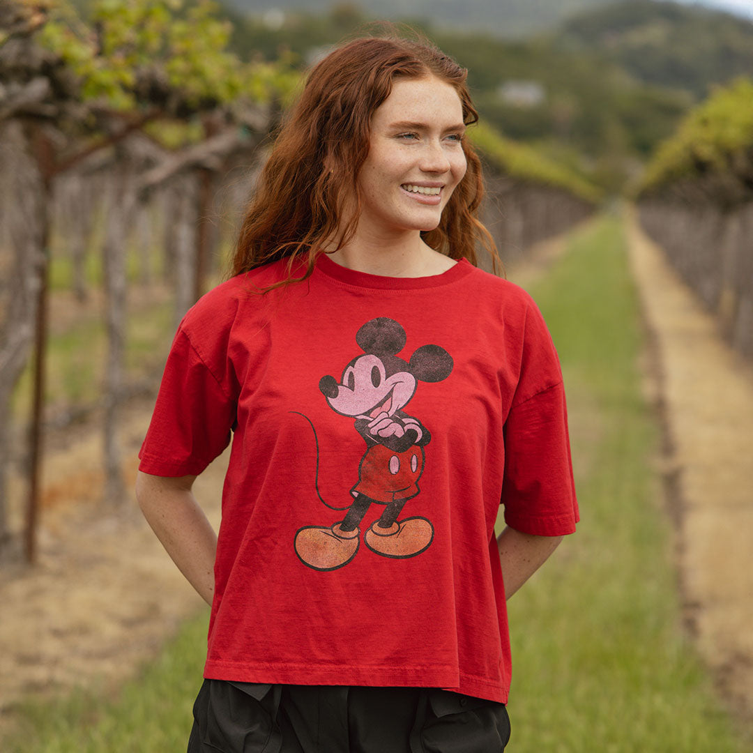 Disney Mickey Mouse Oversized T-Shirt for Men & Women - Soft Cotton Red Graphic Tee - Casual Wear, Lounge, Gift for Disney Fans