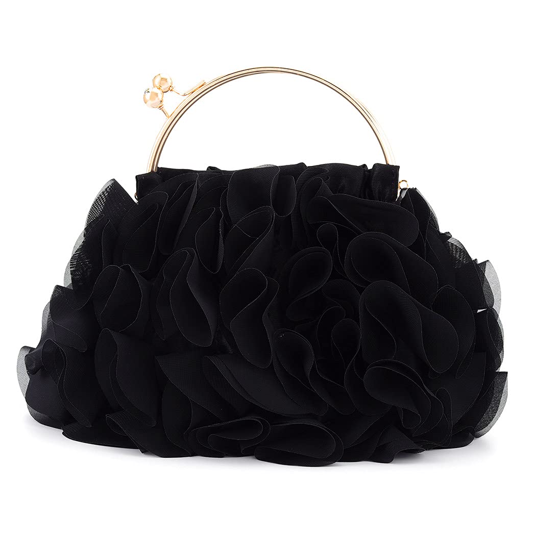 Floral Clutch Purse for Women - Satin Evening Bag for Party & Prom