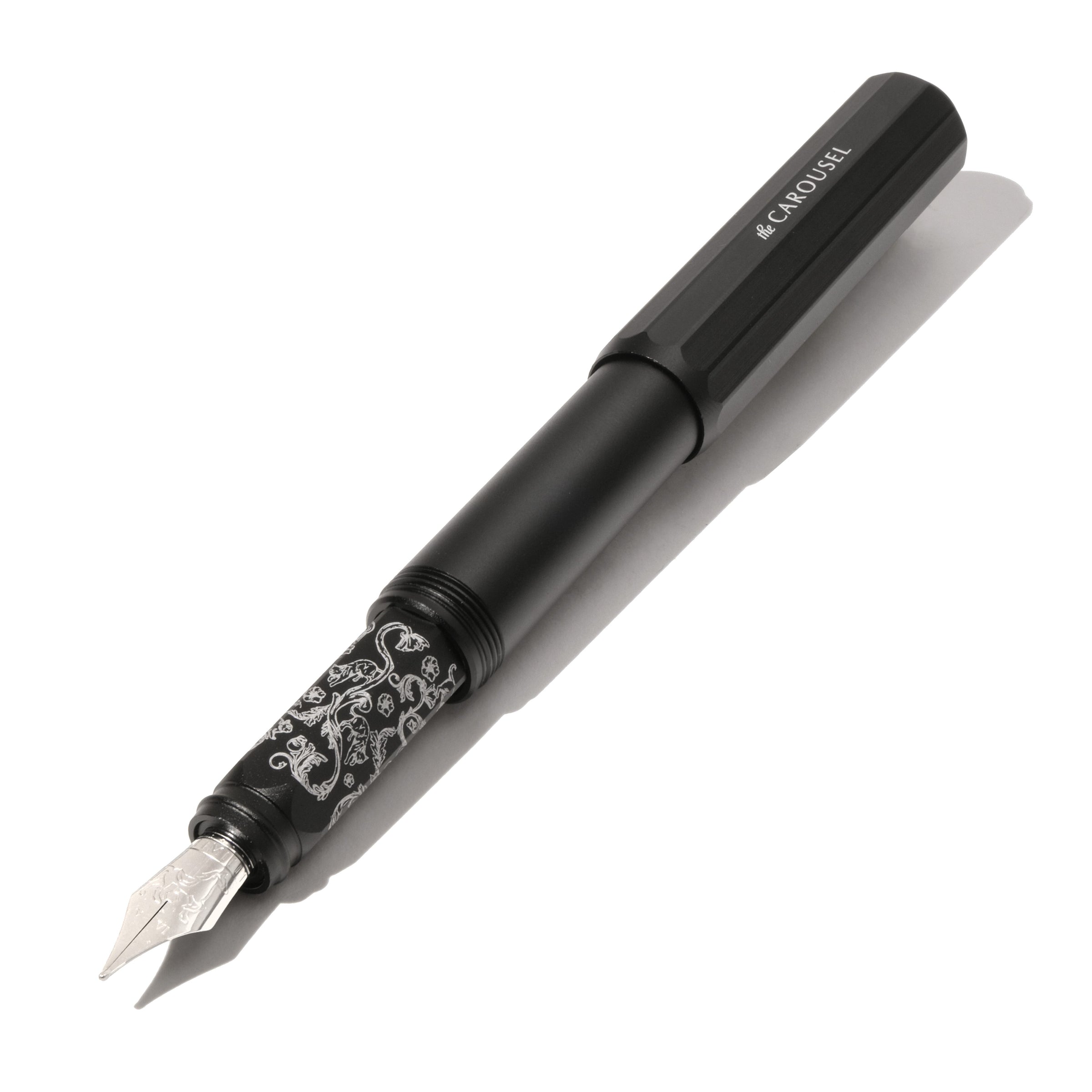 Premium Aluminum Carousel Fountain Pen - Bearrington Black - Elegant Writing Instrument for Professionals & Gift Giving
