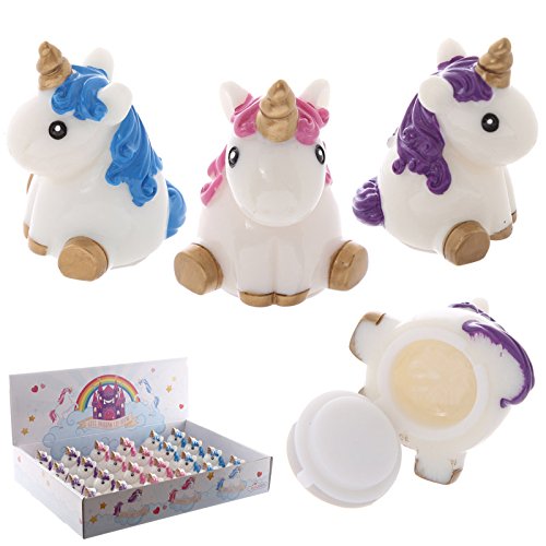 Puckator Unicorn Lip Balm Set - Cotton Candy, Strawberry & Bubblegum Flavors | Moisturizing & Nourishing Lip Care for Dry Lips | Perfect for School, Travel & Daily Hydration