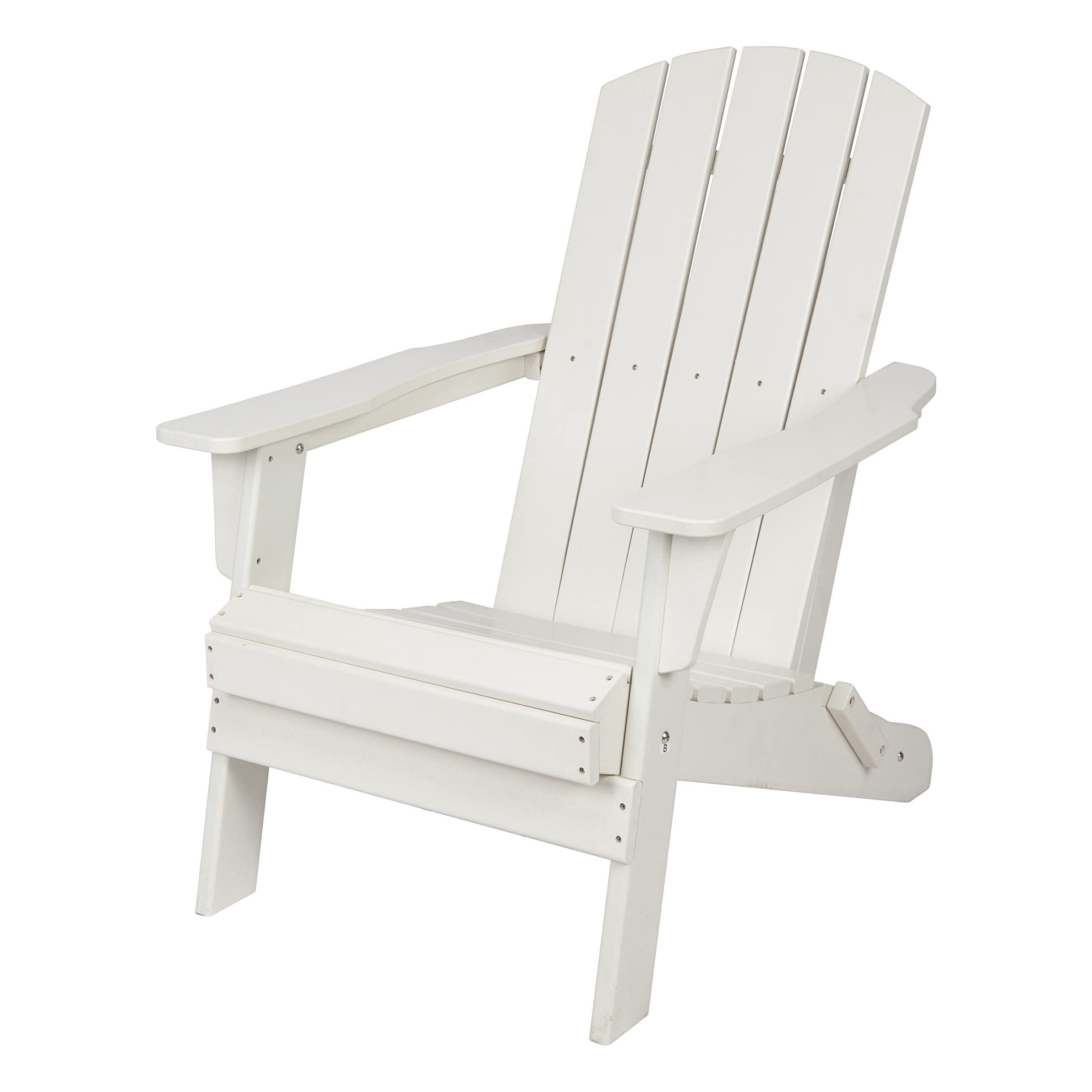 Shine Company White Weatherproof Folding Adirondack Chair for Outdoor Patio, Beach, Garden & Poolside Relaxation - Heavy Duty Resin Construction