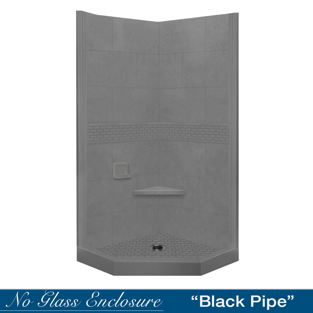 Neo Angle Wet Cement Sistine Stone & Classic Stone Accent DIY Shower Remodel Kit - Waterproof Bathroom Tile Backsplash for Modern Home Renovation