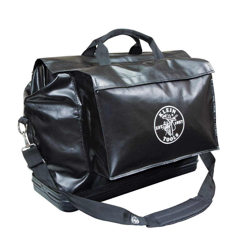 Klein Tools 5182BLA Large Vinyl Equipment Bag - Durable Tool Storage for Electricians, Contractors & DIY Projects | Perfect for Work Sites, Home Garage & Outdoor Use