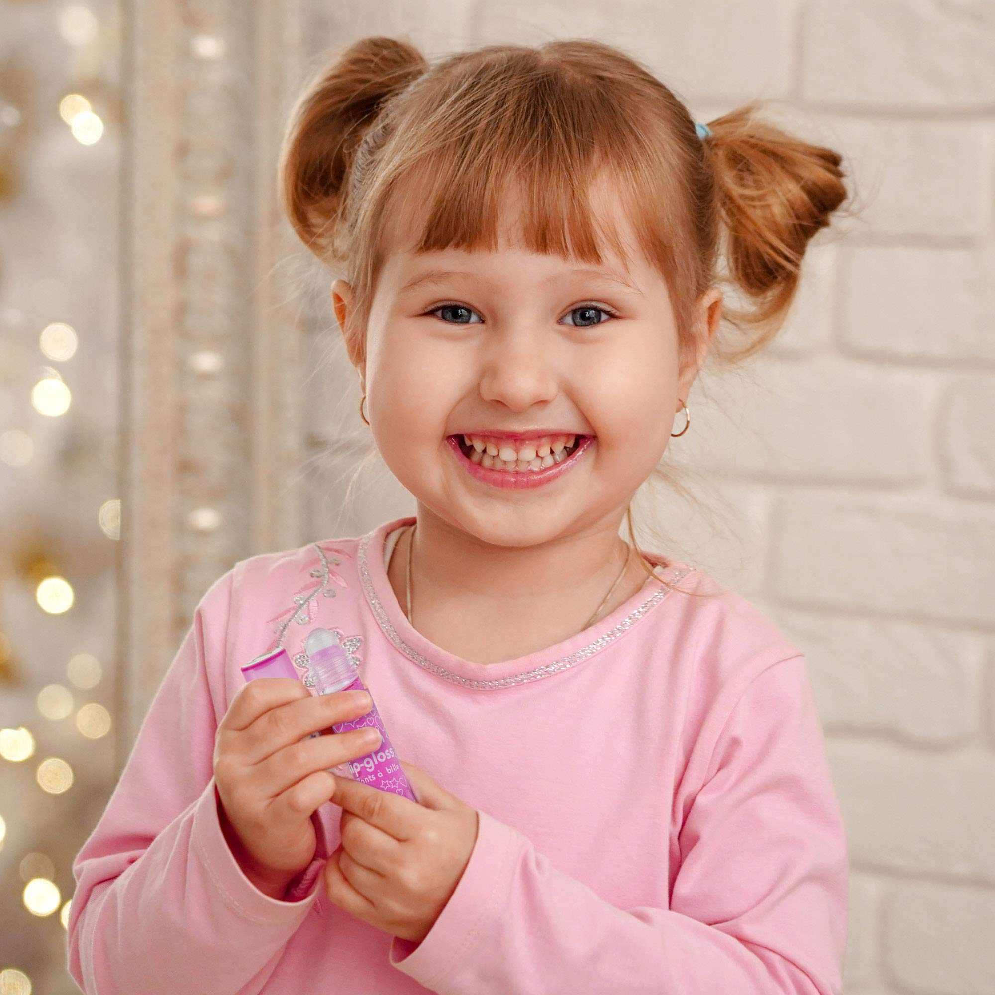 12-Piece Roll-On Lip Gloss Set with Carrying Case - Non-Toxic Fruity Flavored Lip Gloss for Kids & Teens | Perfect Birthday Party Gift, Best Friend Present & Makeup Starter Kit for Girls (Glossy, Kid-Friendly)