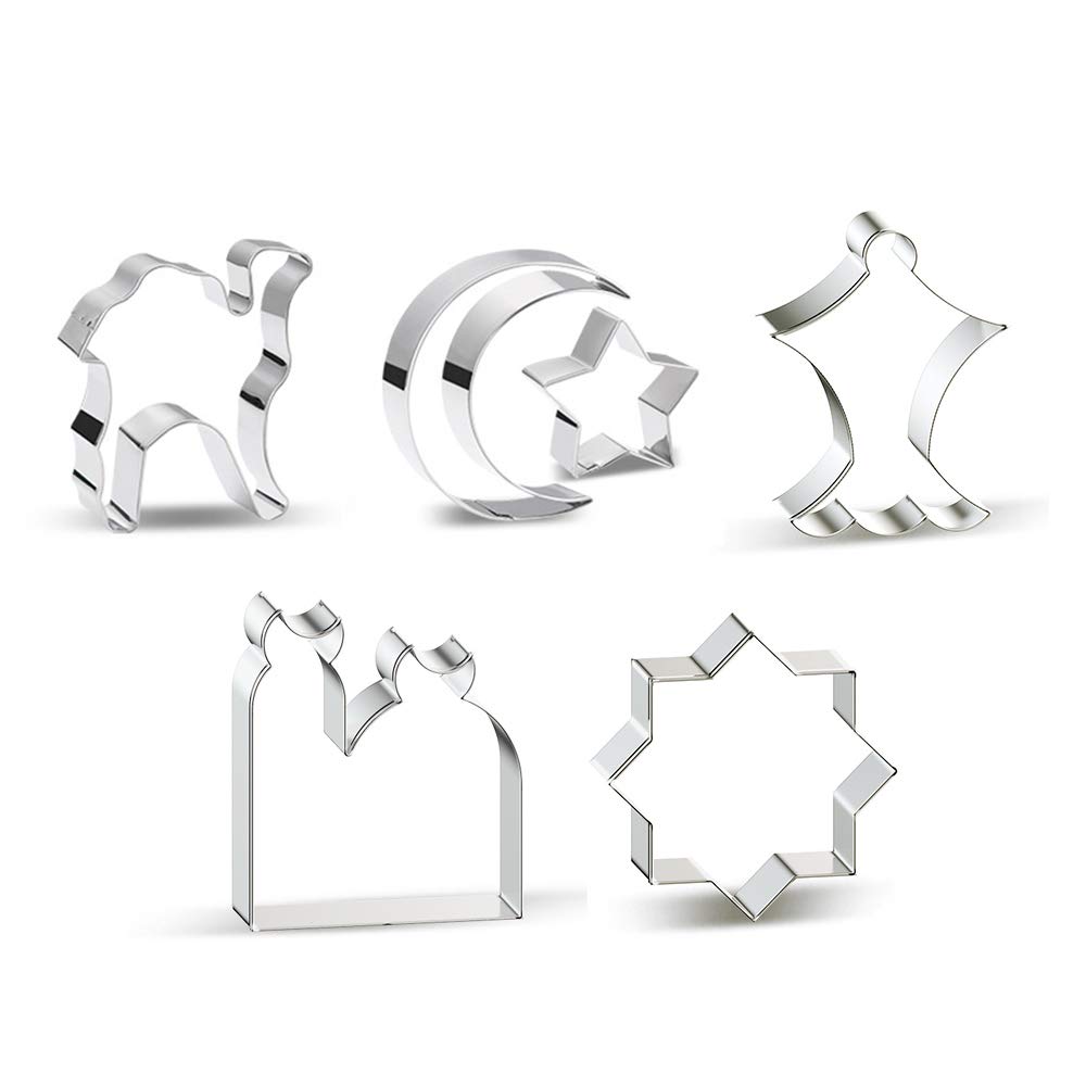6-Piece Islamic Ramadan Cookie Cutter Set - Eid Mubarak Party Decorations, DIY Fondant Cake Baking Tools for Holiday Cookies, Cupcakes & Home Decor