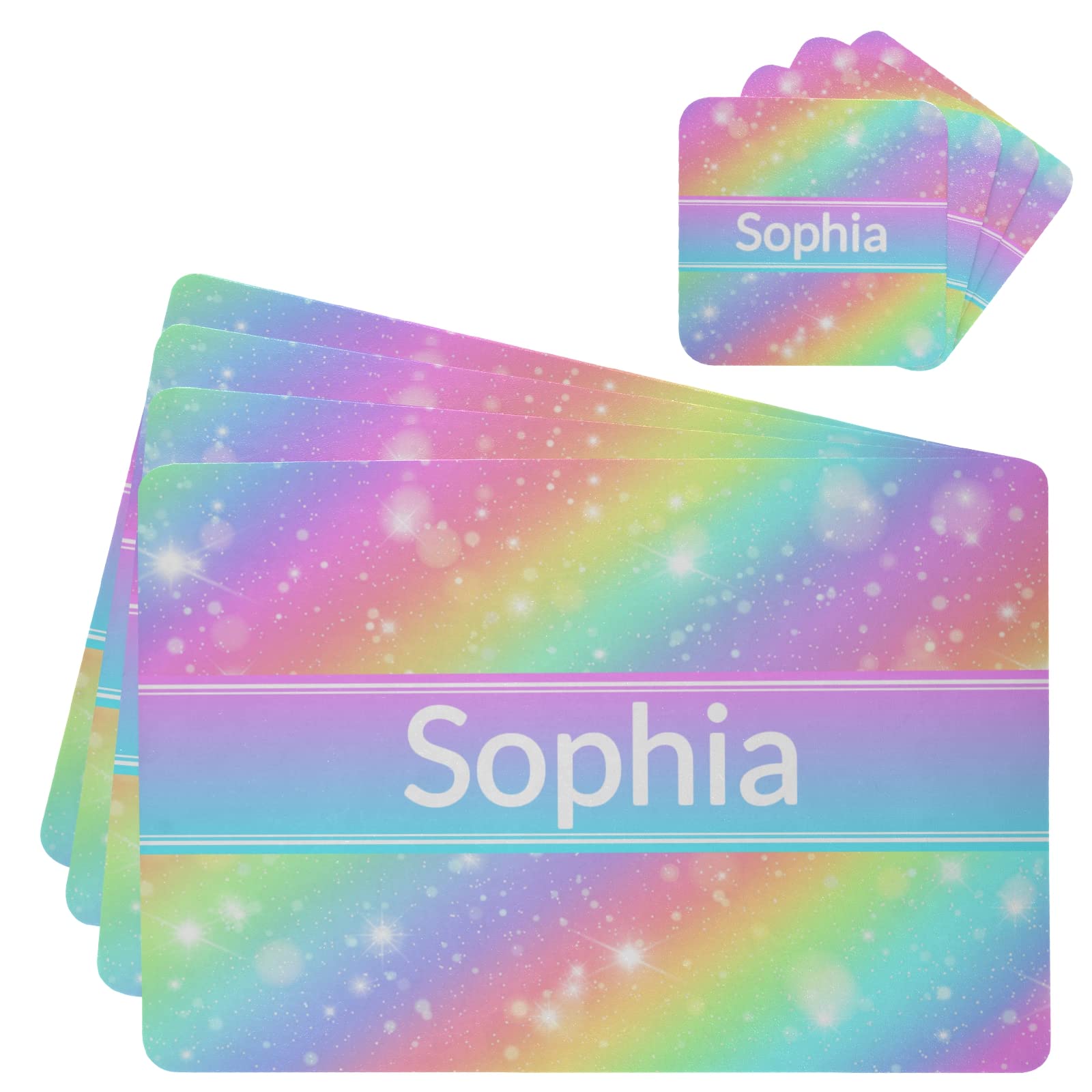 Custom Rainbow Sky Placemat - Personalized Heat Resistant Leather Table Mat - Waterproof Dining Mat for Kitchen, Patio & Outdoor Use - Set of 1 - Perfect for Family Meals, BBQs & Entertaining Guests