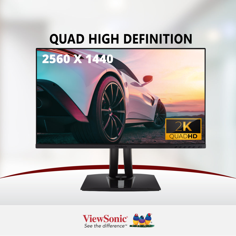ViewSonic VP2756 27-inch 2K QHD Monitor - Pantone Validated, 100% sRGB, Factory Pre-Calibrated, 60W USB-C - Perfect for Graphic Design, Photo Editing & Professional Workspaces