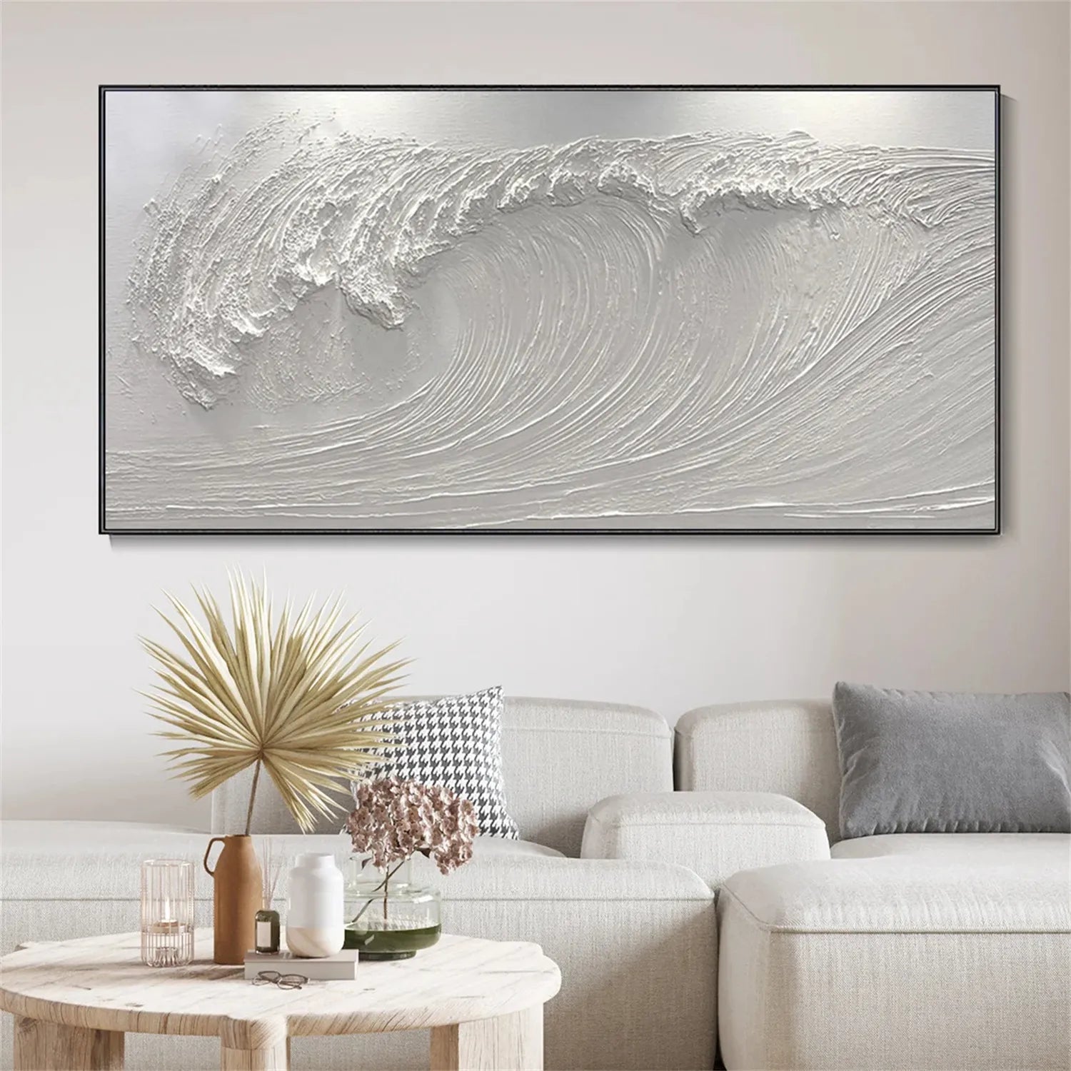 White Minimalist Textured Painting Canvas #MM270 - Premium Abstract Wall Art for Modern Home & Office Decor