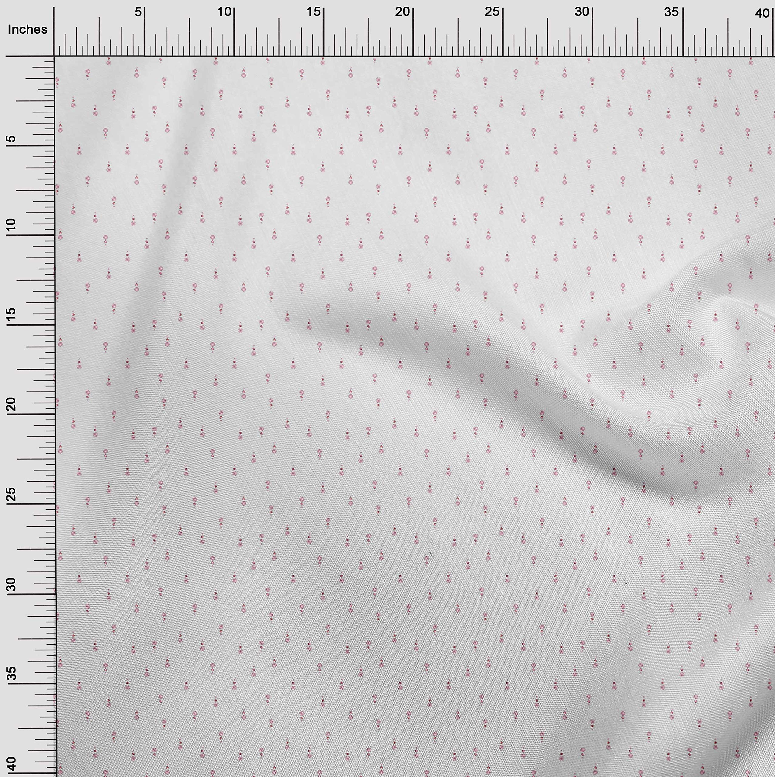 oneOone Cotton Poplin Pink Polka Dot Fabric - 56 Inches Wide Dress Material by The Yard | Perfect for DIY Dresses, Skirts, and Home Decor Projects