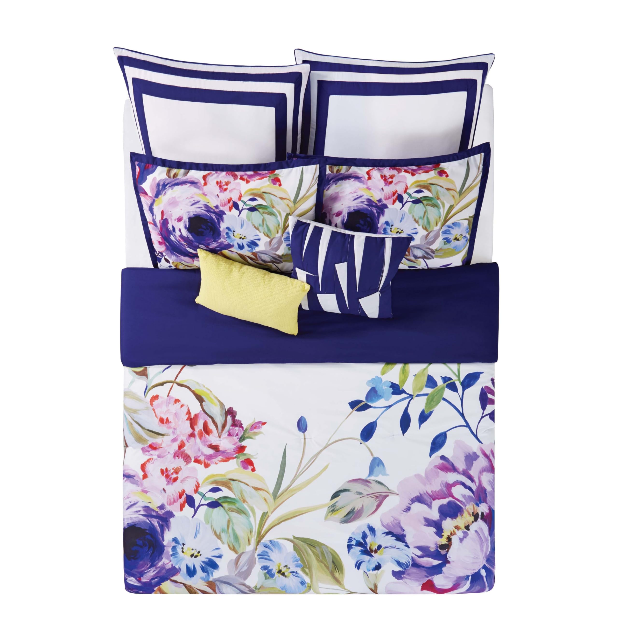 Christian Siriano King Size Comforter Set - Garden Bloom Floral Design, Luxury Bedding for Master Bedroom, Hotel Style Home Decor