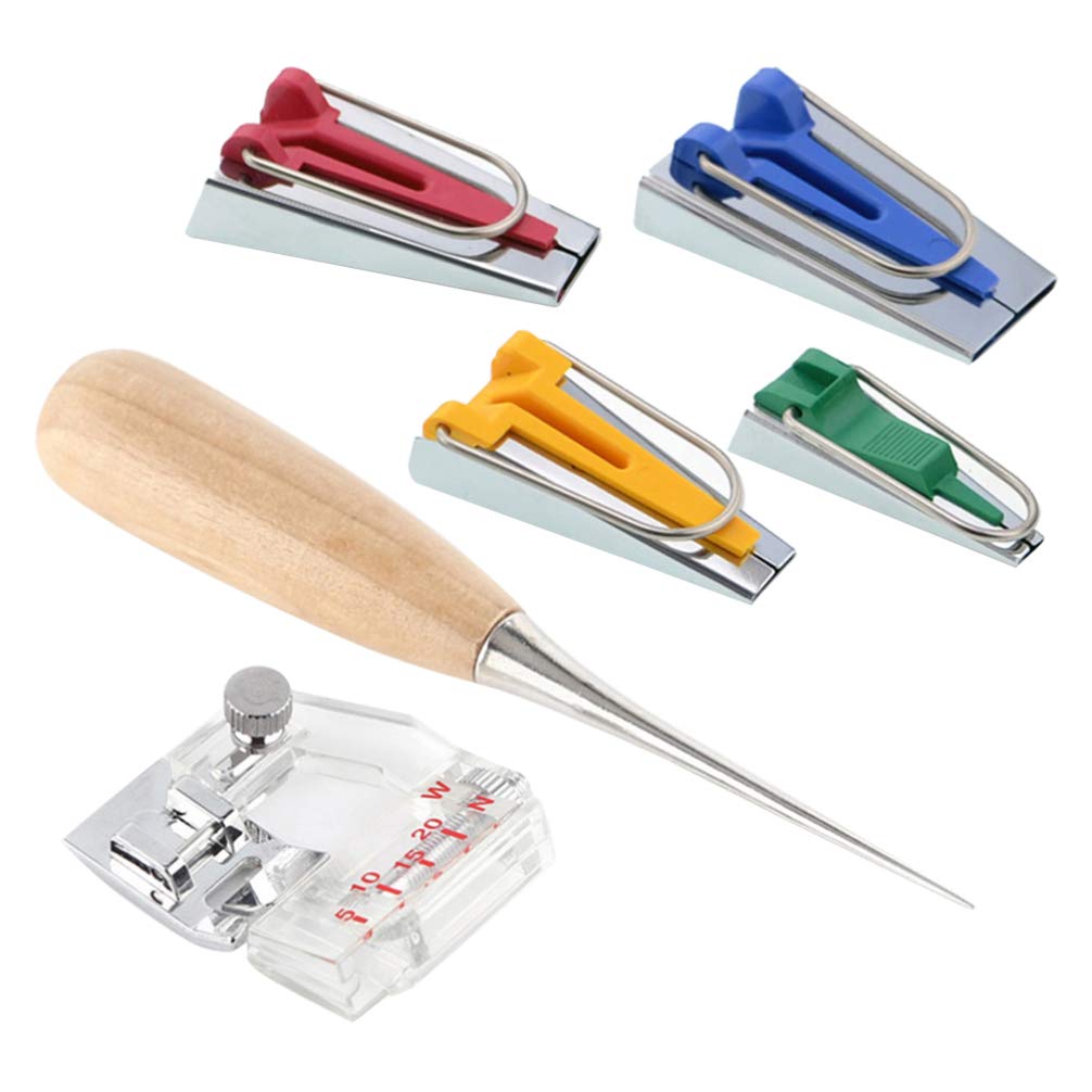 Exceart 6-Piece Sewing Machine Bias Binding Tool Kit - Adjustable Quilting, Patchwork & Tape Binding Presser Foot for Home DIY Projects - Perfect for Quilting, Dressmaking & Crafting