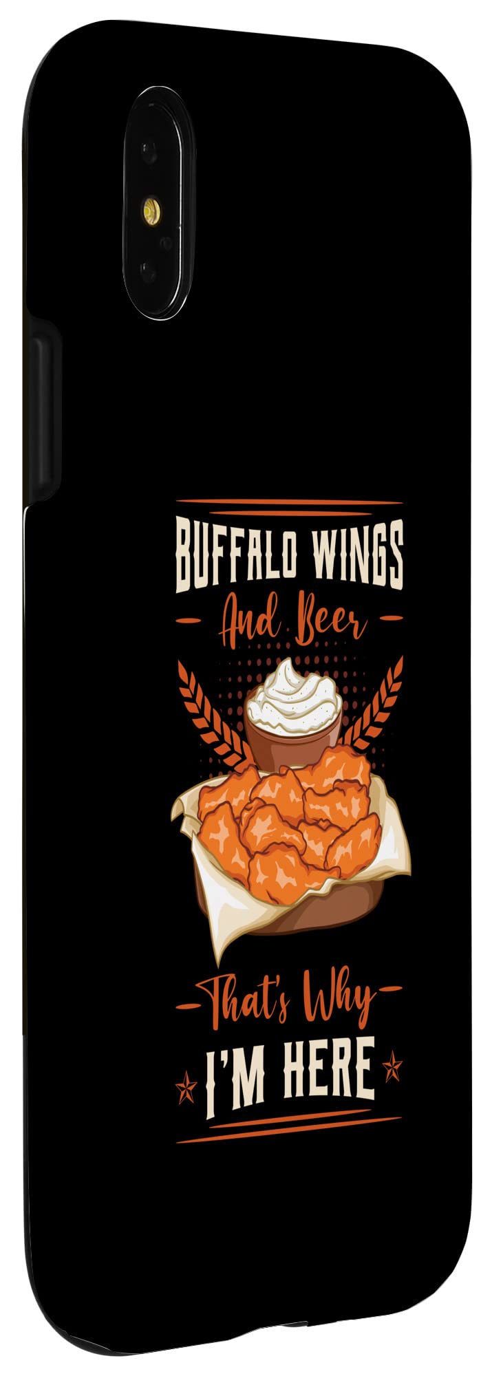 iPhone X/XS Phone Case with Buffalo Wings Fried Chicken Hot Wing Sauce Design - Perfect for Food Lovers & Sports Fans at Parties, Games & Outdoor Events