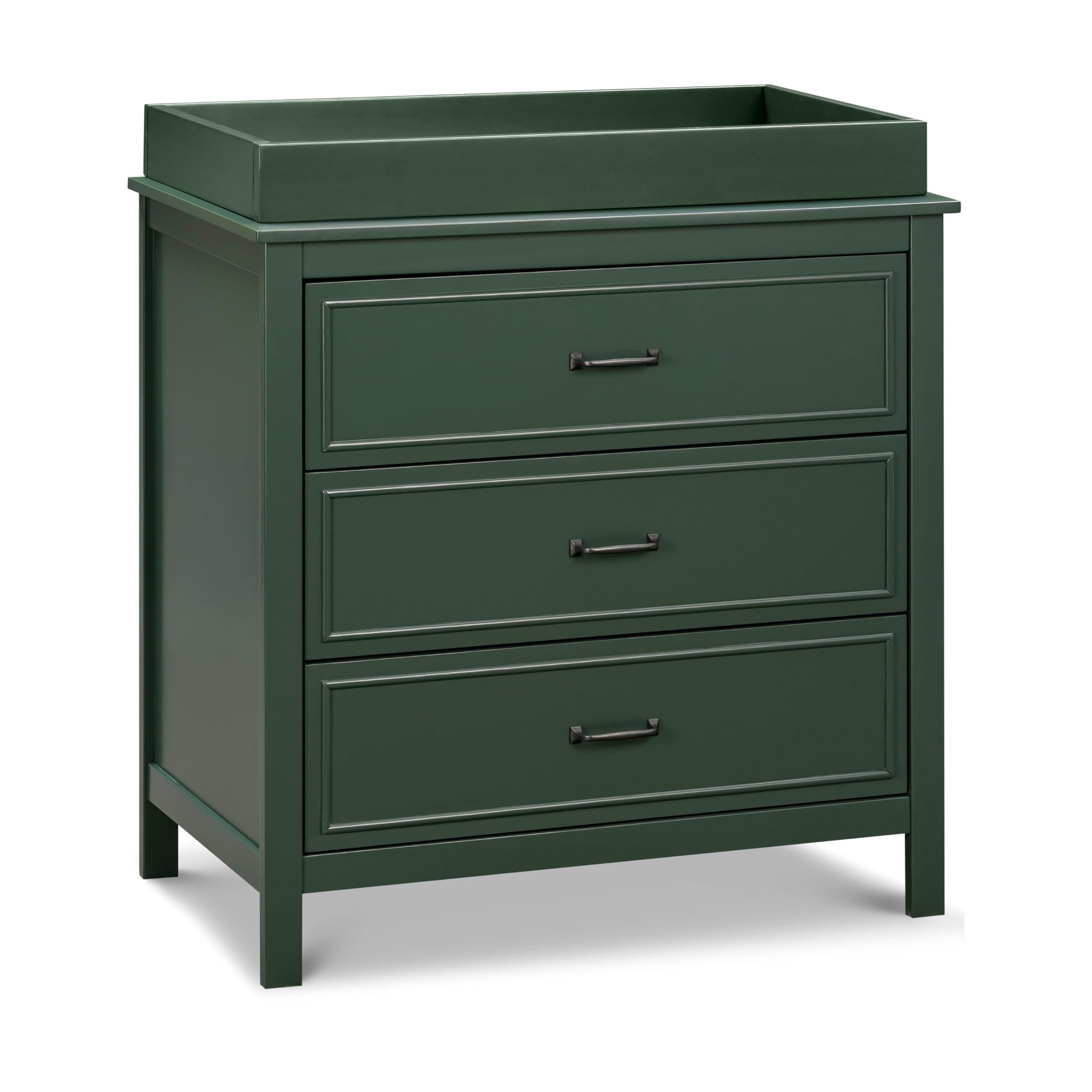 DaVinci Charlie 3-Drawer Dresser - GREENGUARD Gold Certified Wooden Chest for Nursery, Bedroom & Living Room - Compact Nightstand with Easy Assembly in Forest Green - Perfect for Baby Storage, Closet Organization & Small Space Decor