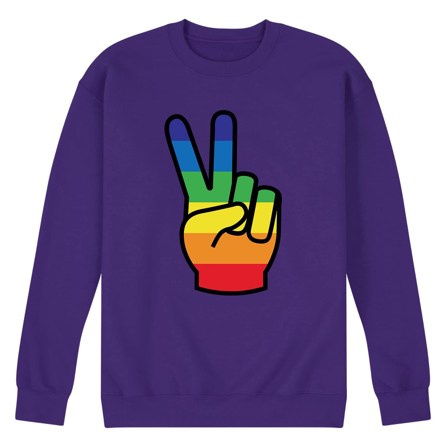 Rainbow Peace Hand Men's Fleece Pullover Sweatshirt - Soft Crewneck Fleece Hoodie for Men, Cozy Winter Warm Pullover for Casual Wear, Outdoor Activities & Lounge