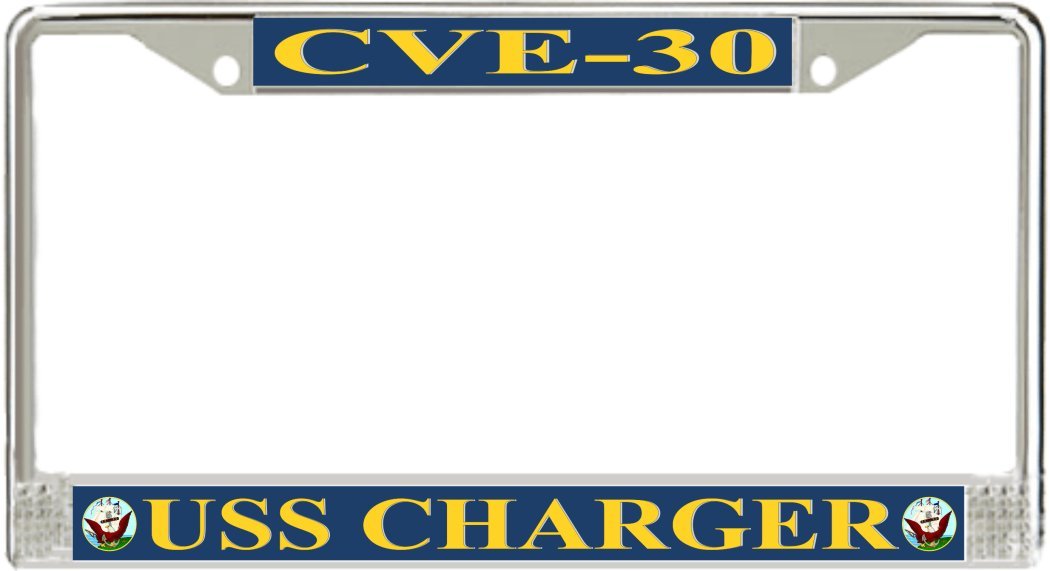 MilitaryBest USS Charger CVE-30 License Plate Frame - Durable Metal Car License Plate Holder for US Navy Veterans & Military Enthusiasts - Perfect for Trucks, Cars & Motorcycles to Show Patriotism