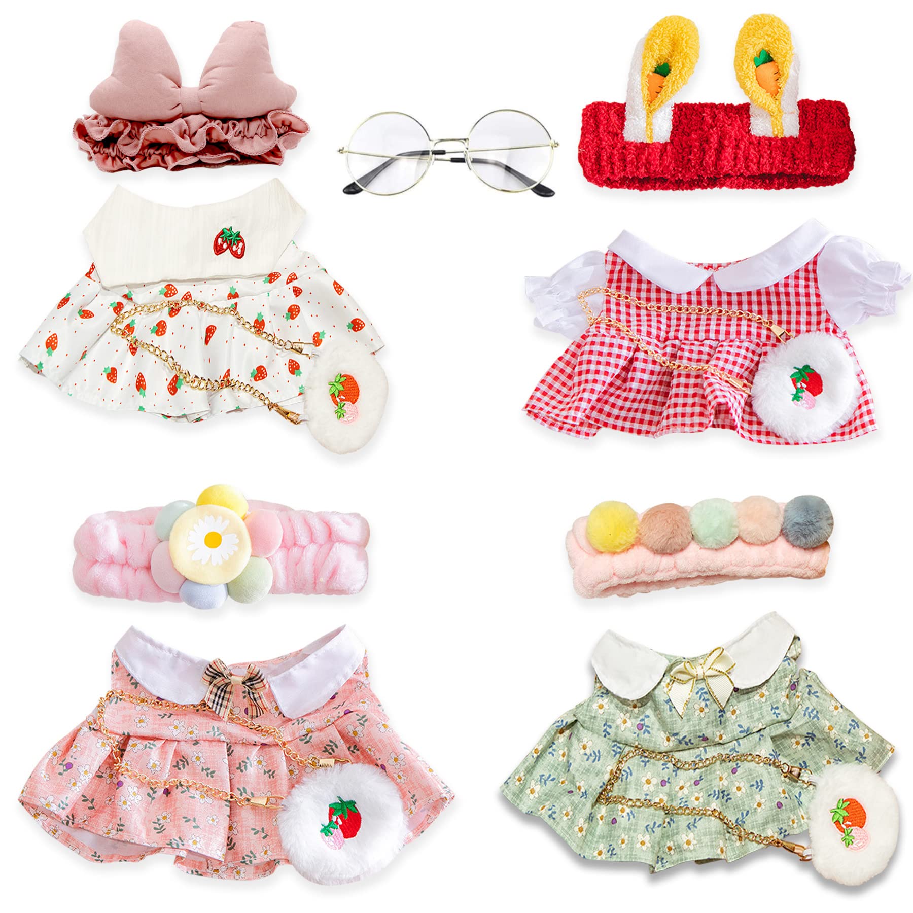 **4-Pack Kawaii Duck Plush Clothes Set with 13 Adorable Accessories - Soft Stuffed Animal Outfits for Kids & Collectors (Red) - Perfect for Dress-Up, Gifts & Nursery Decor**