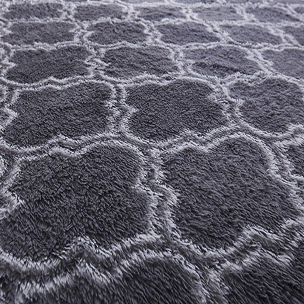 TOPCHANCES Ultra Soft Fluffy Velvet Area Rug - Modern Geometric Moroccan Design for Bedroom, Living Room & Nursery - Home Decor Carpet (Dark Grey, 5.25x7.55 Feet) | Cozy & Stylish Floor Covering for Relaxation & Comfort