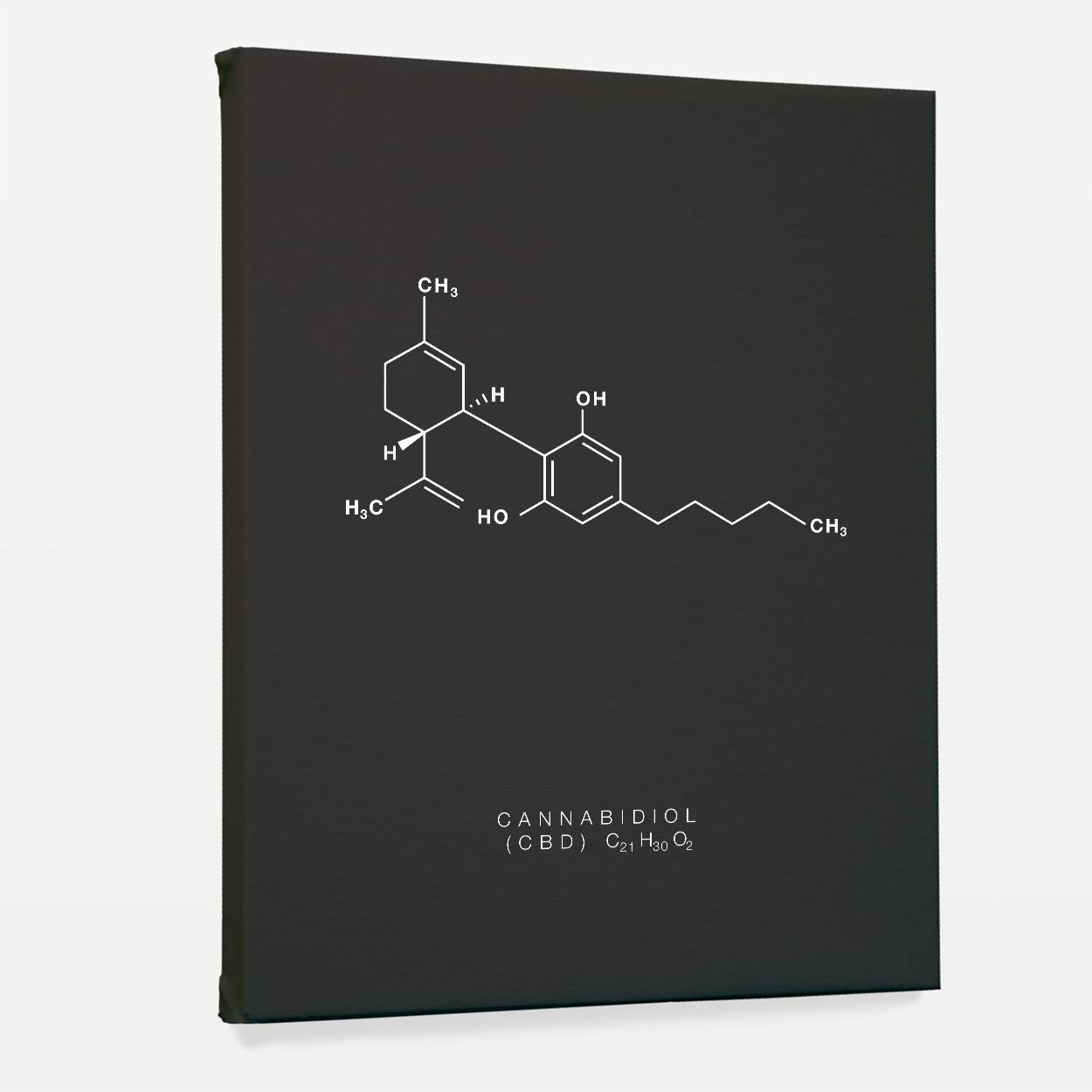 Wunderkammer Studio - Cannabis CBD Molecule Poster Print - Premium Marijuana Wall Art for Home & Office Decor - Unique Housewarming Gift - 18x24 Stretched Canvas - Perfect for Living Rooms, Dispensaries & CBD Shops