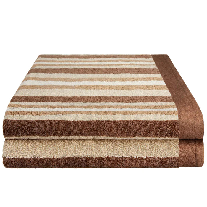 Premium Cotton Stripe 2-Piece Bath Towel Set - Soft, Absorbent & Quick-Drying - Perfect for Spa, Bathroom & Beach Use