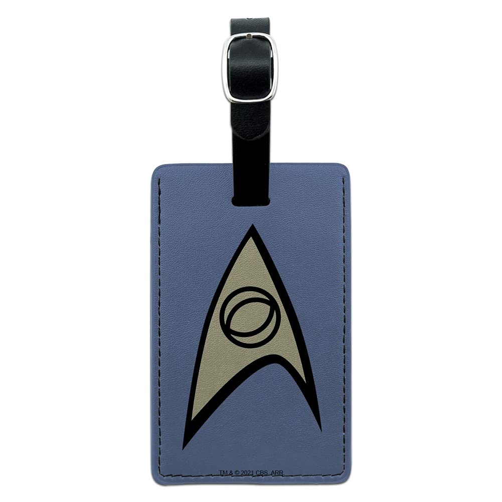 Star Trek Science Shield Rectangle Leather Luggage Tag - Durable Carry-On ID Tag for Suitcases & Travel Bags - Perfect for Business Trips, Vacations & Airport Identification