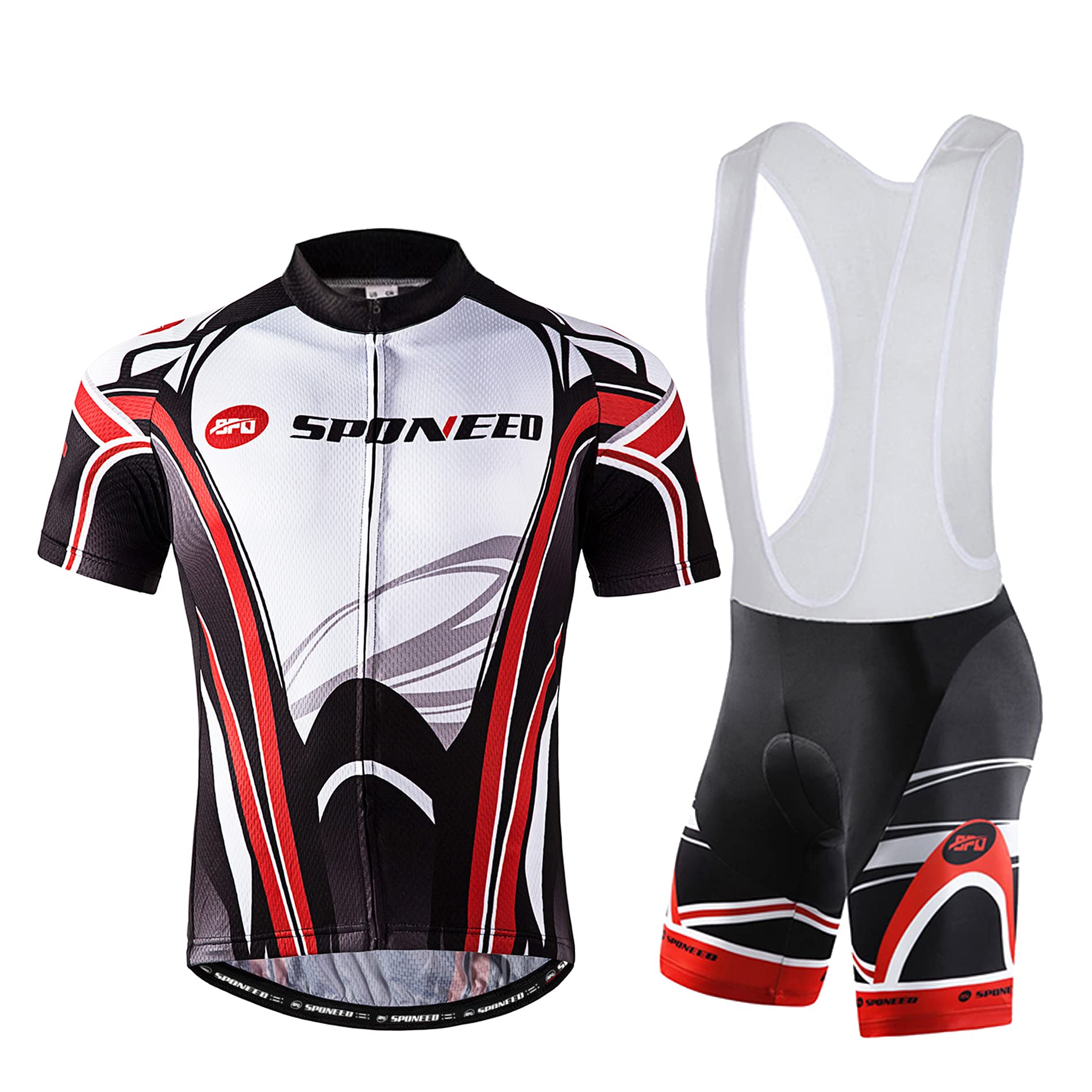 Sponeed Men's Cycling Jersey & Bib Shorts Set - Moisture Wicking Polyester Bike Wear for Road & Mountain Biking | Comfortable Performance Gear for Cyclists