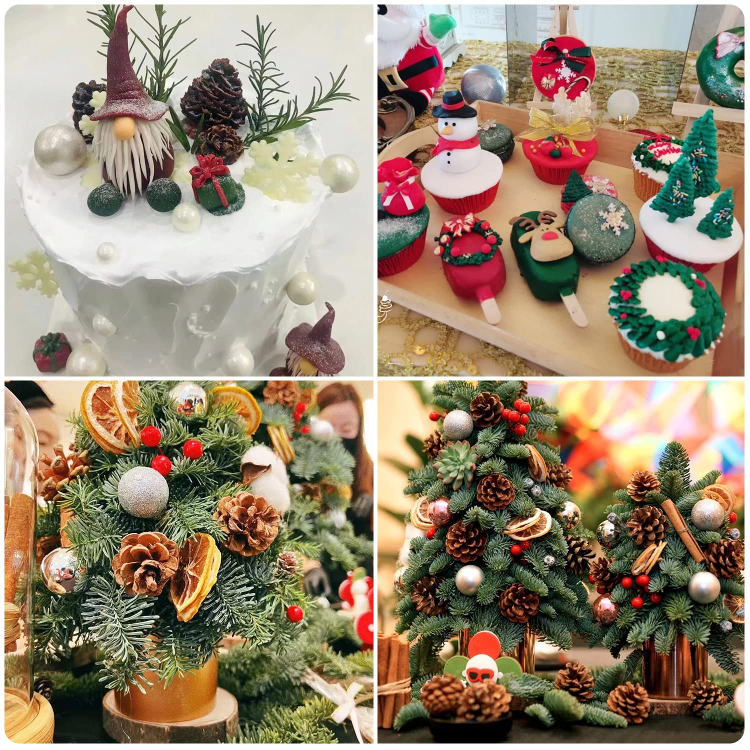 Christmas Silicone Molds Set of 7 - Tree, Pinecone, Bell, Reindeer & Holly Leaves Fondant Molds for Xmas Cake Decorating, Cupcake Toppers, Candy & Chocolate (Perfect for Holiday Baking, DIY Desserts & Christmas Party Treats)