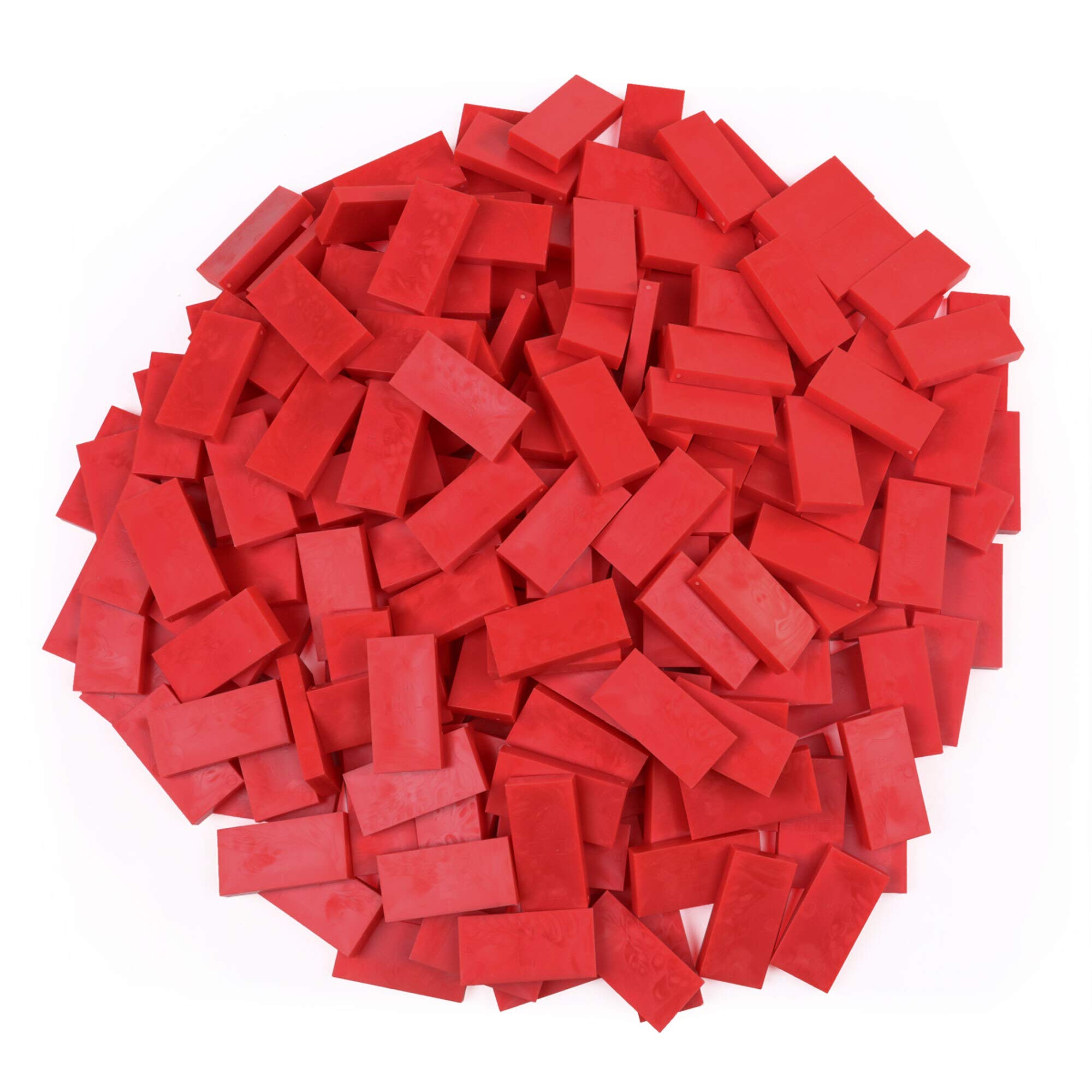 Bulk Plastic Dominoes Set - 1000pcs Red Building Blocks for Kids, STEM Educational Stacking Toys for Chain Reaction & Toppling Games - Perfect for Classroom Activities, Birthday Parties & Family Game Nights